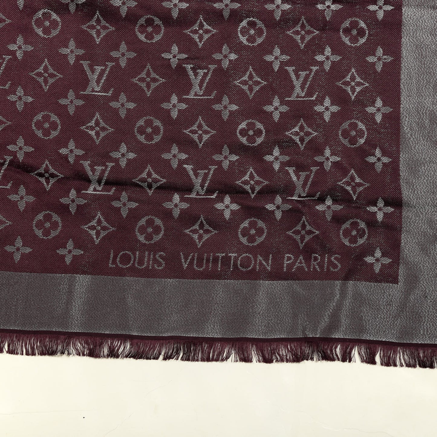 Silk Lurex Wool Monogram Shine Shawl Amarante