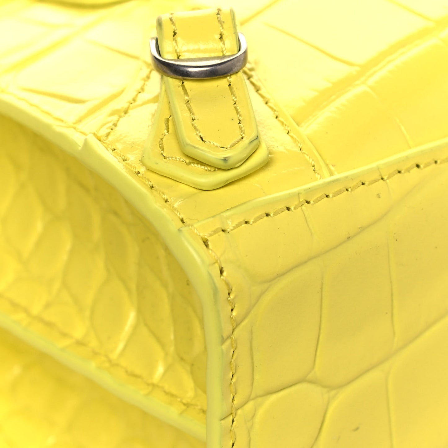 Calfskin Crocodile Embossed Neo Classic Hardware Nano City Crossbody Light Yellow