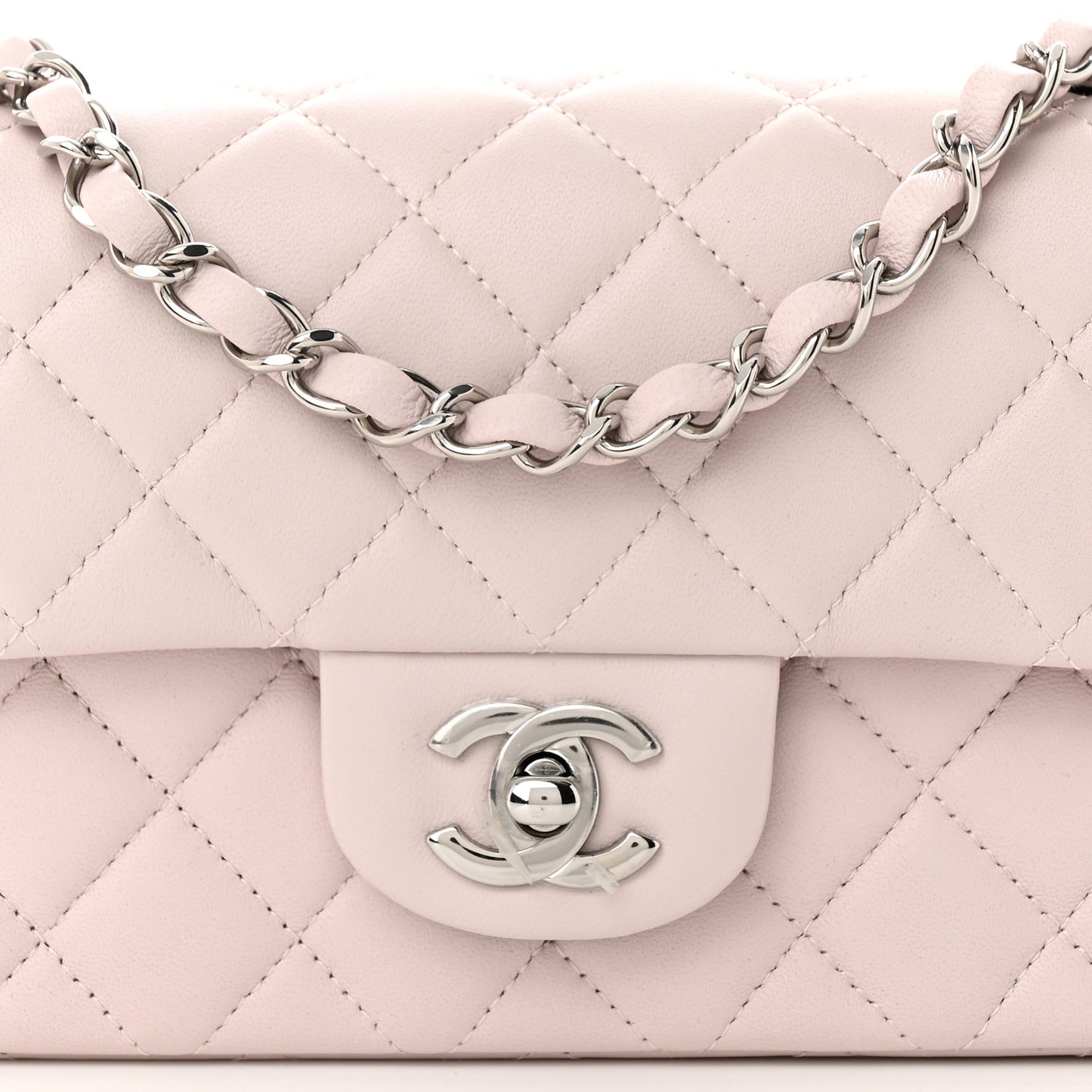 Lambskin Quilted Mini Rectangular Flap Light Purple