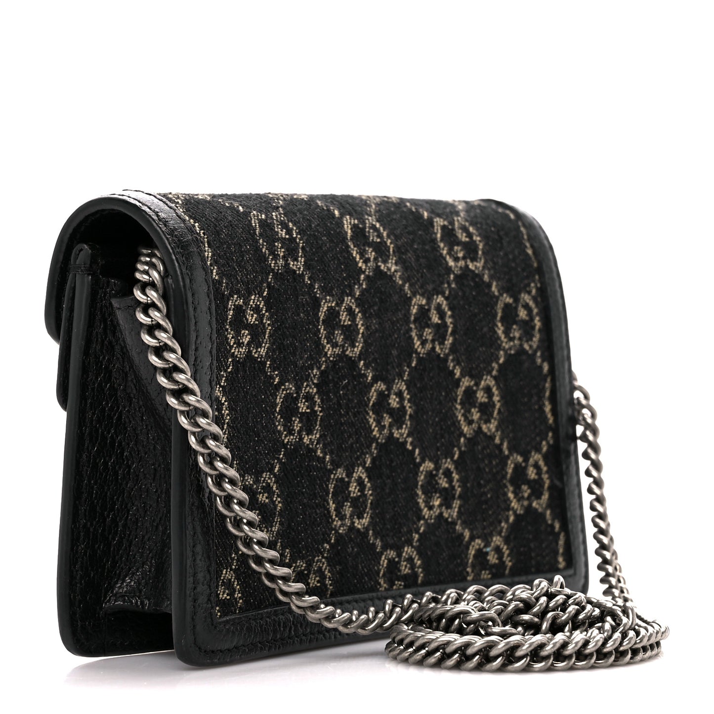 Jacquard Black Denim GG Monogram Super Mini Dionysus Shoulder Bag Black Ivory