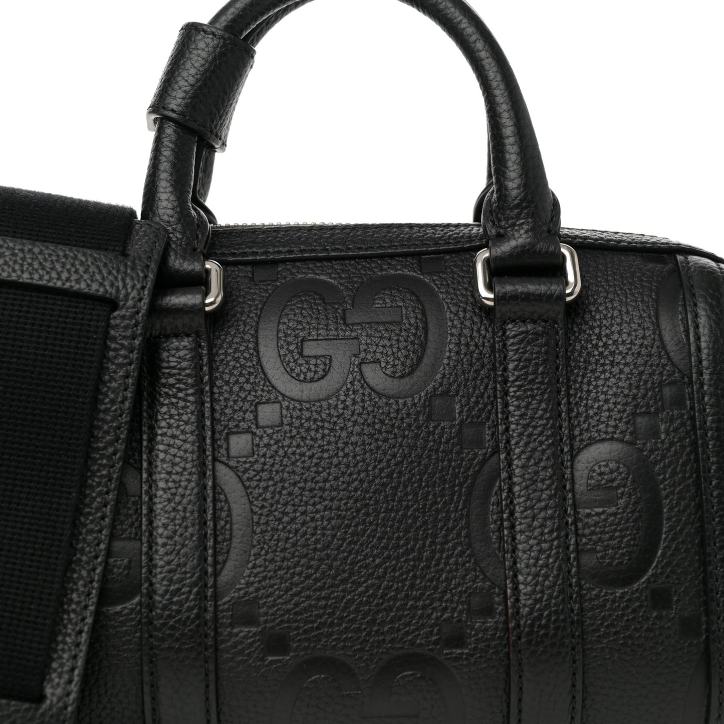 Piuma Calfskin Jumbo GG Embossed Mini Duffle Bag Black