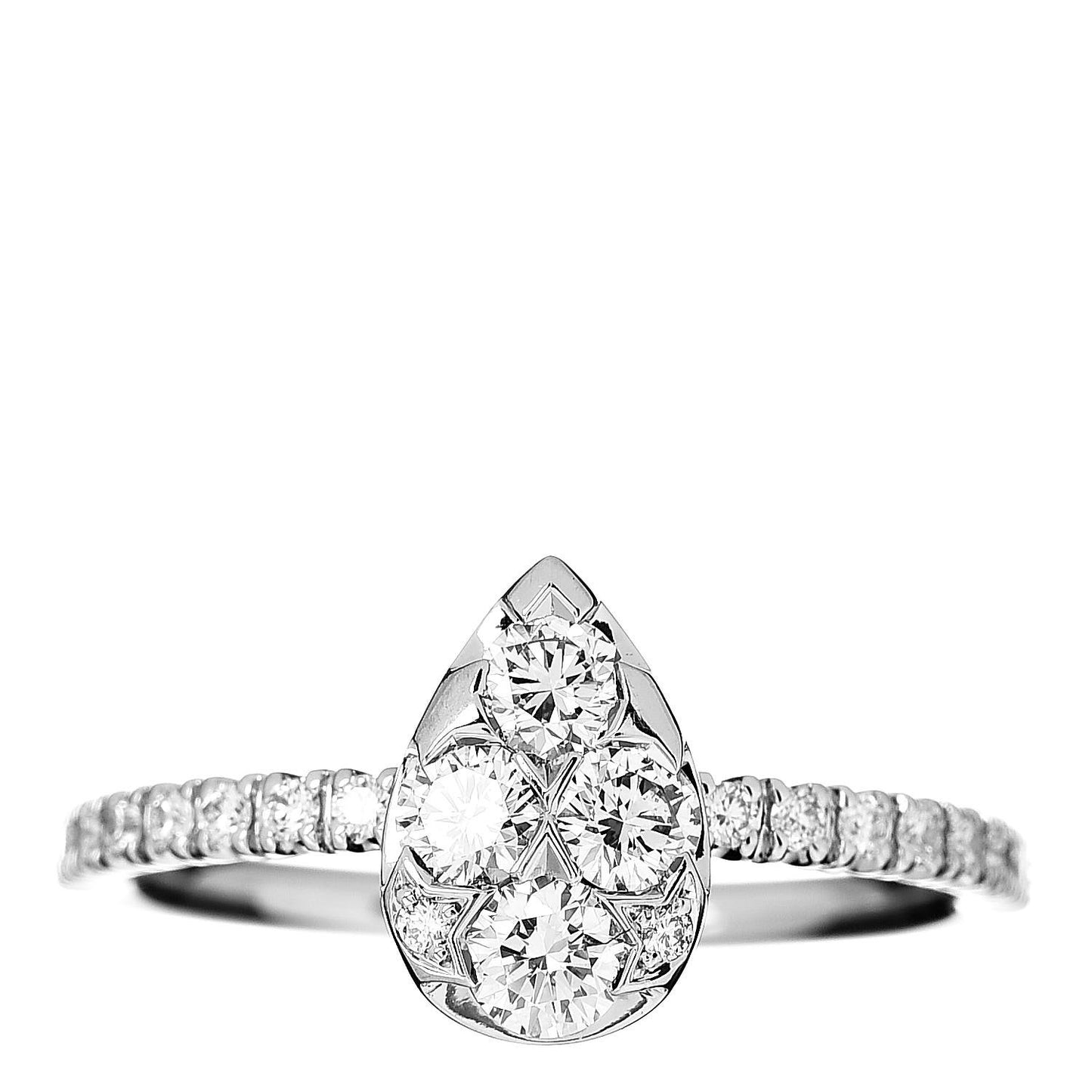 18K White Gold Diamond Etincelle De Drop Ring 46 3.75