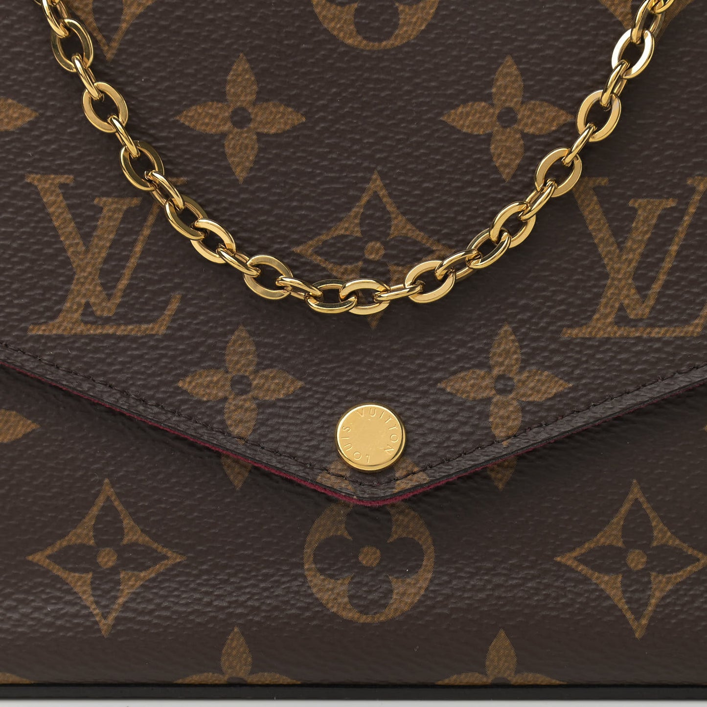 Monogram Pochette Felicie Chain Wallet Fuchsia