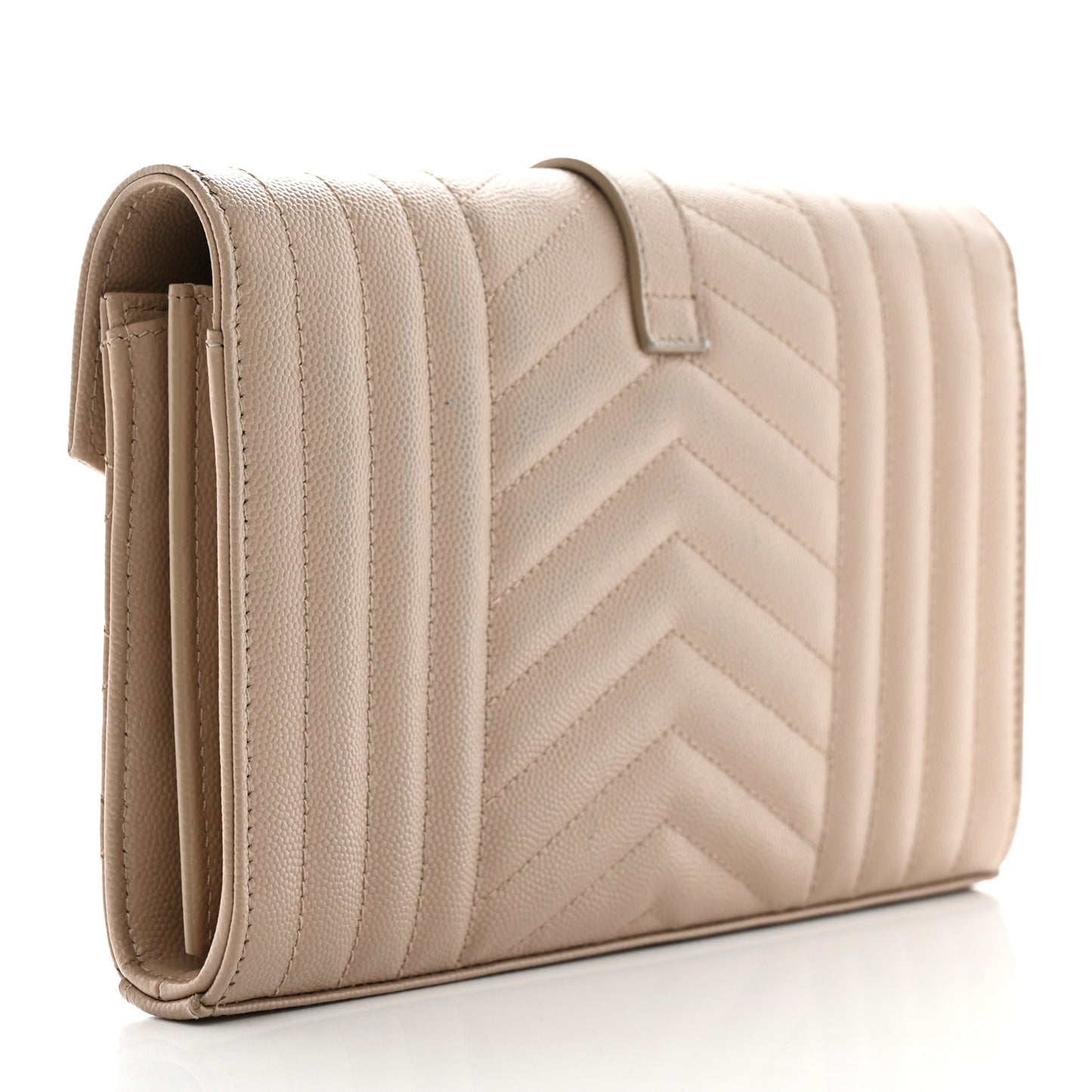 Grain De Poudre Mixed Matelasse Triquilt Monogram Chain Wallet Dark Beige