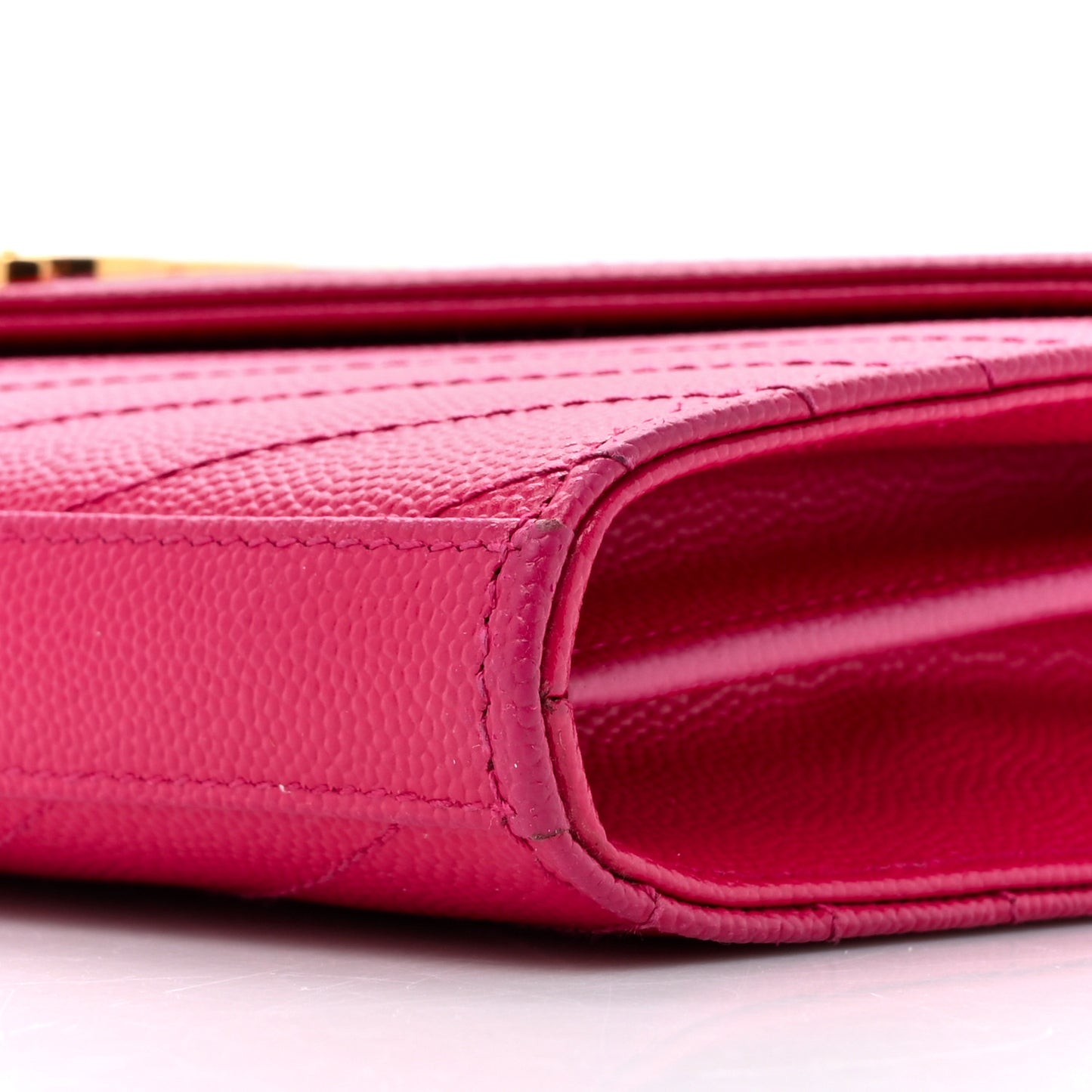 Grain De Poudre Matelasse Chevron Monogram Chain Wallet Hot Pink