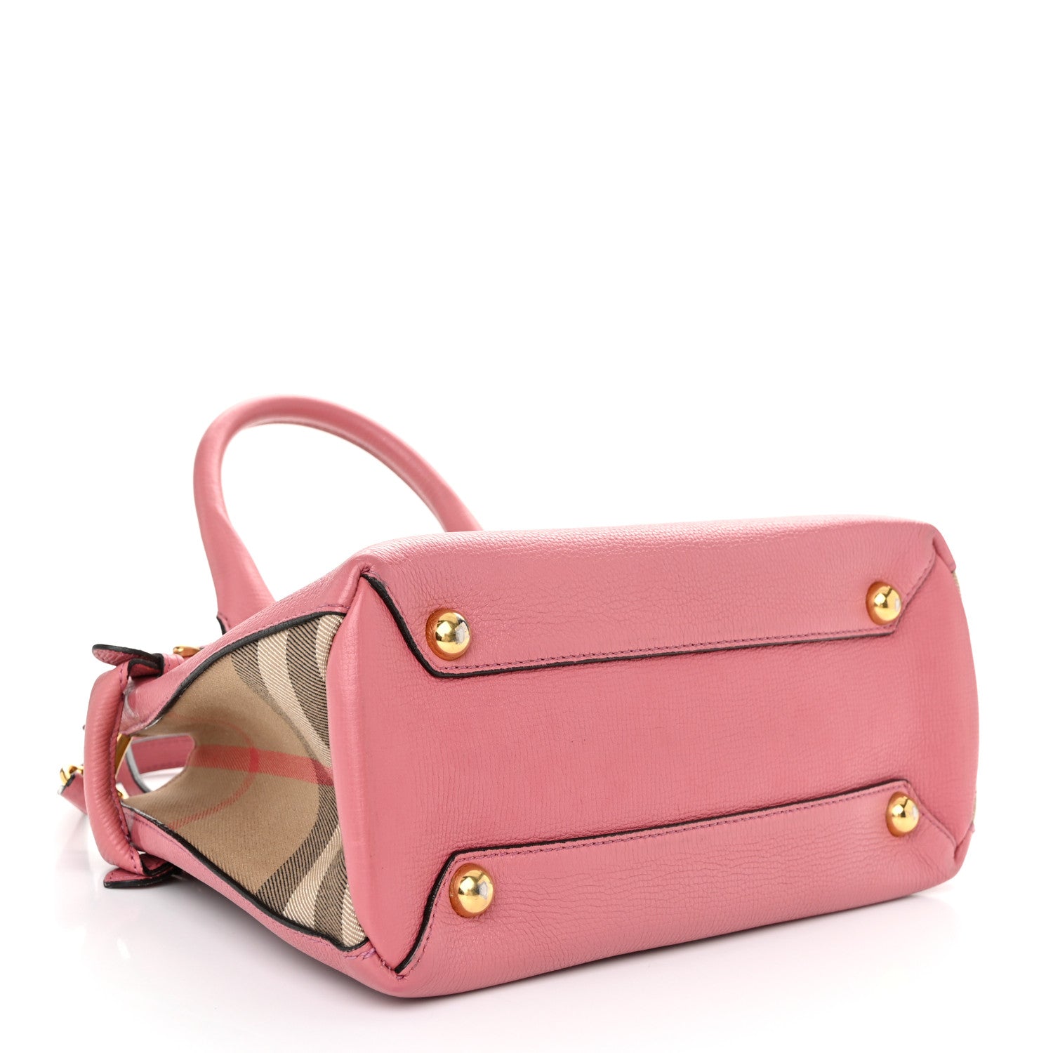 Burberry Grainy Calfskin House Check Small Banner Tote Mauve Pink 4 of 13