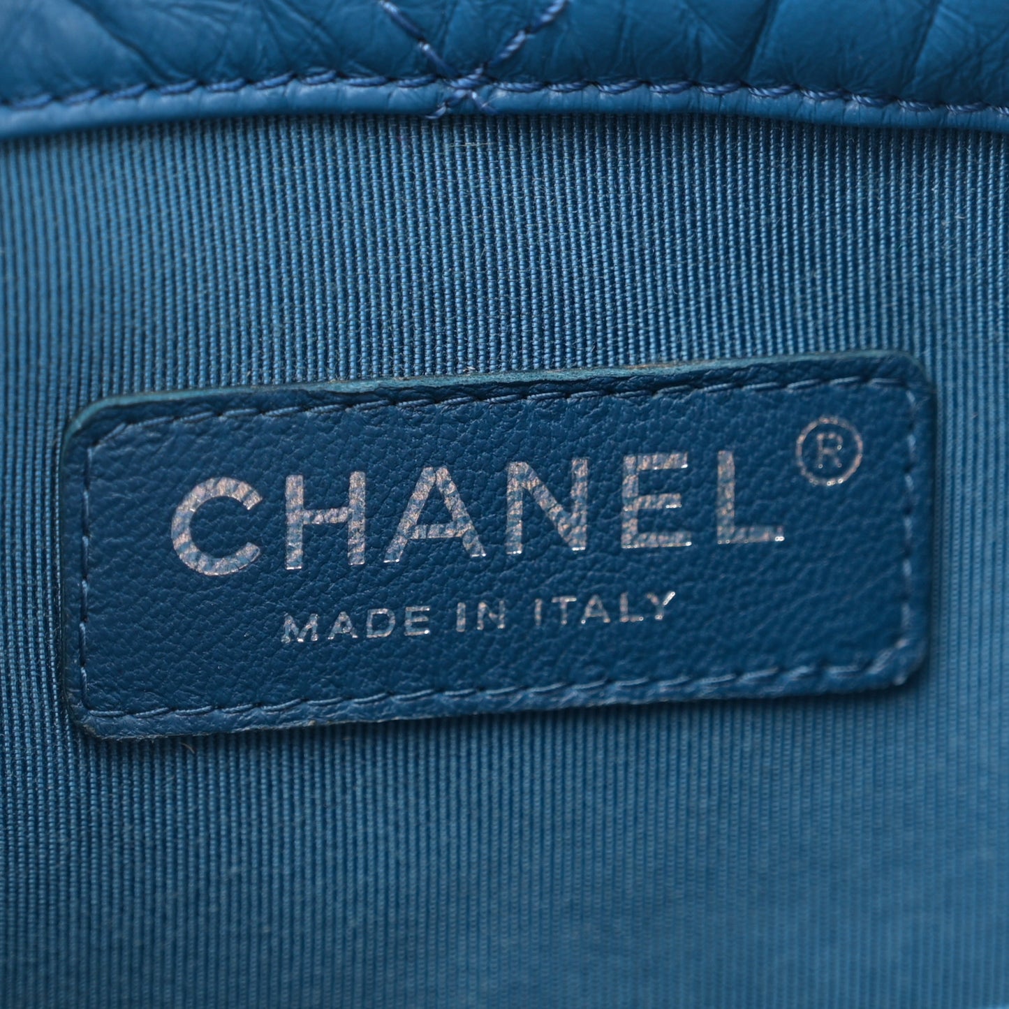 Aged Calfskin Quilted Gabrielle Backpack Blue