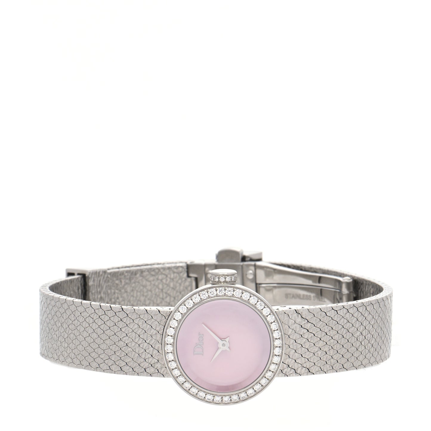 Stainless Steel Diamond Bezel Pink Mother of Pearl 19mm La D De Dior Quartz Watch
