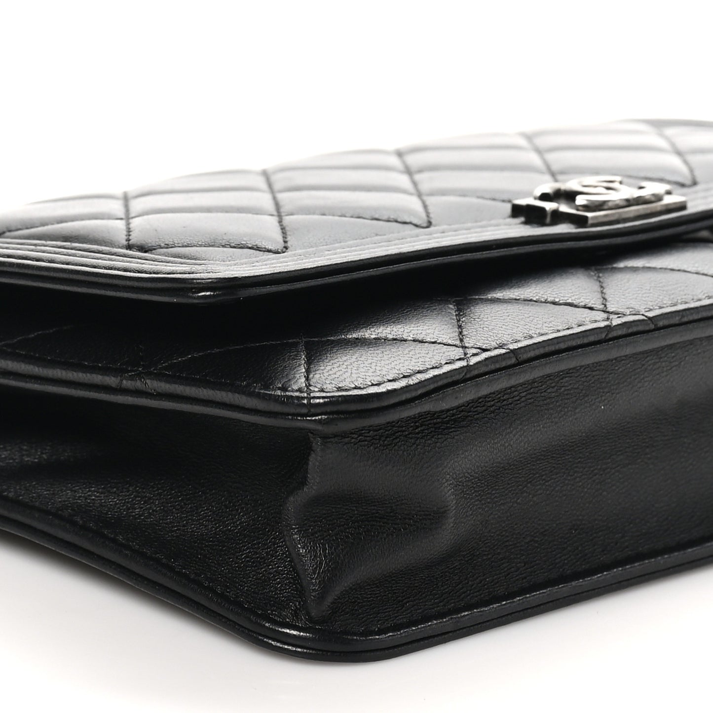 Lambskin Quilted Boy Wallet On Chain WOC Black