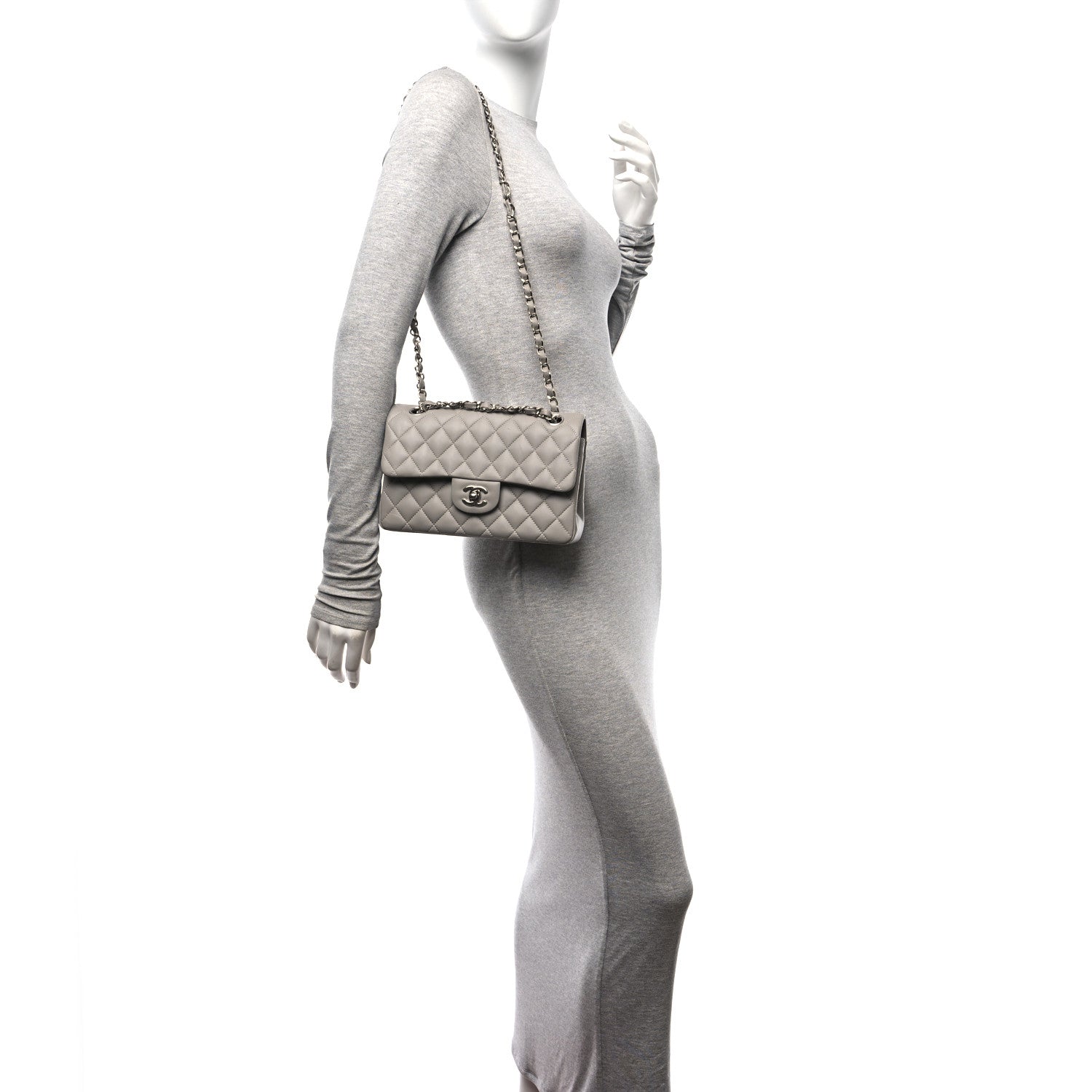 Chanel Lambskin Quilted Small Double Flap Grey 2 of 11