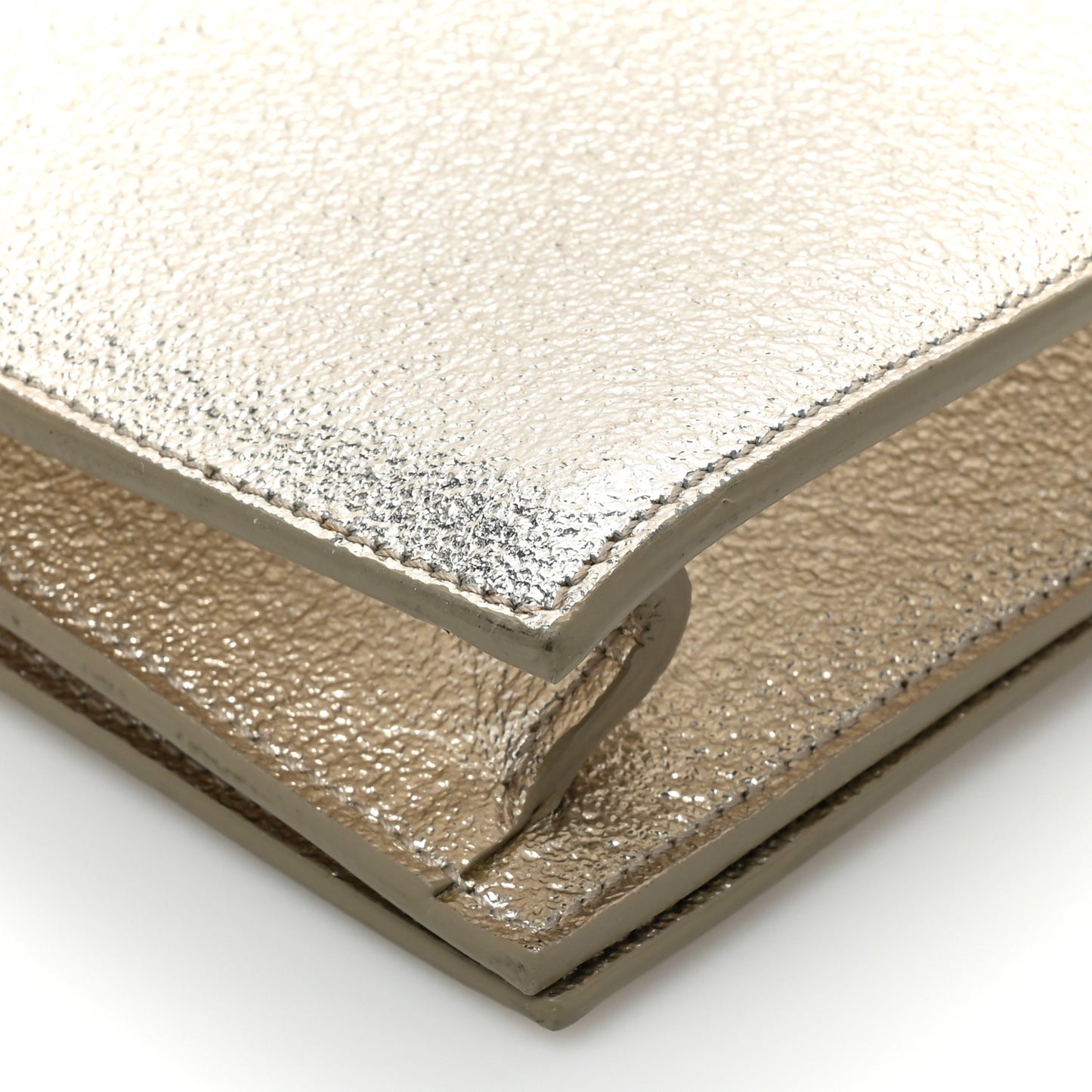 Metallic Calfskin Medium Serpent Clutch Gold