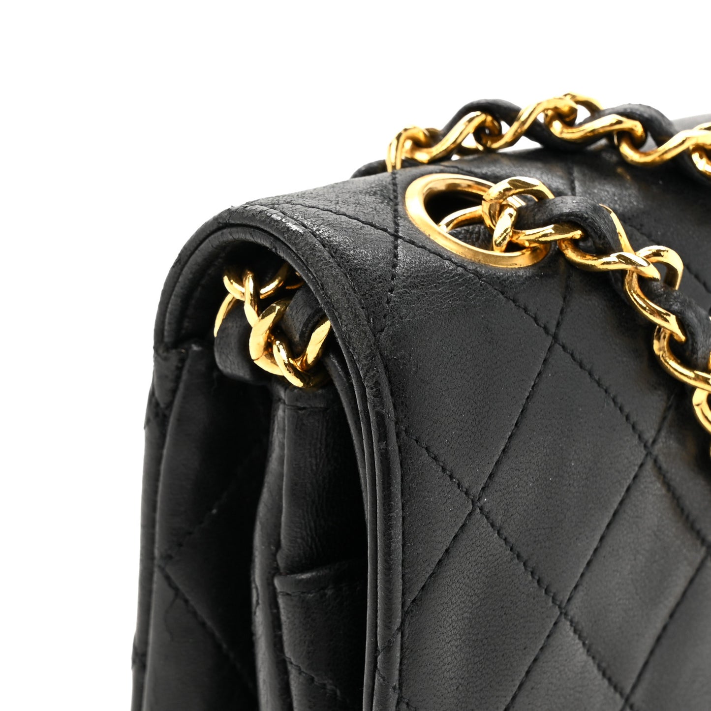 Lambskin Quilted Medium Double Flap Black