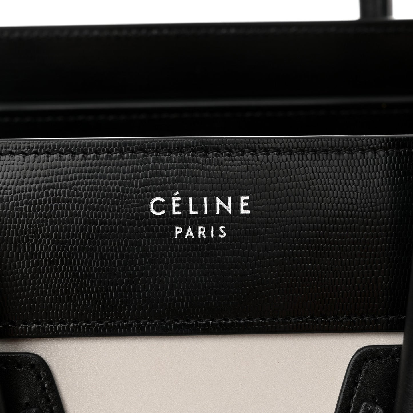 Smooth Calfskin Lizard Embossed Bi-Color Micro Luggage Black White