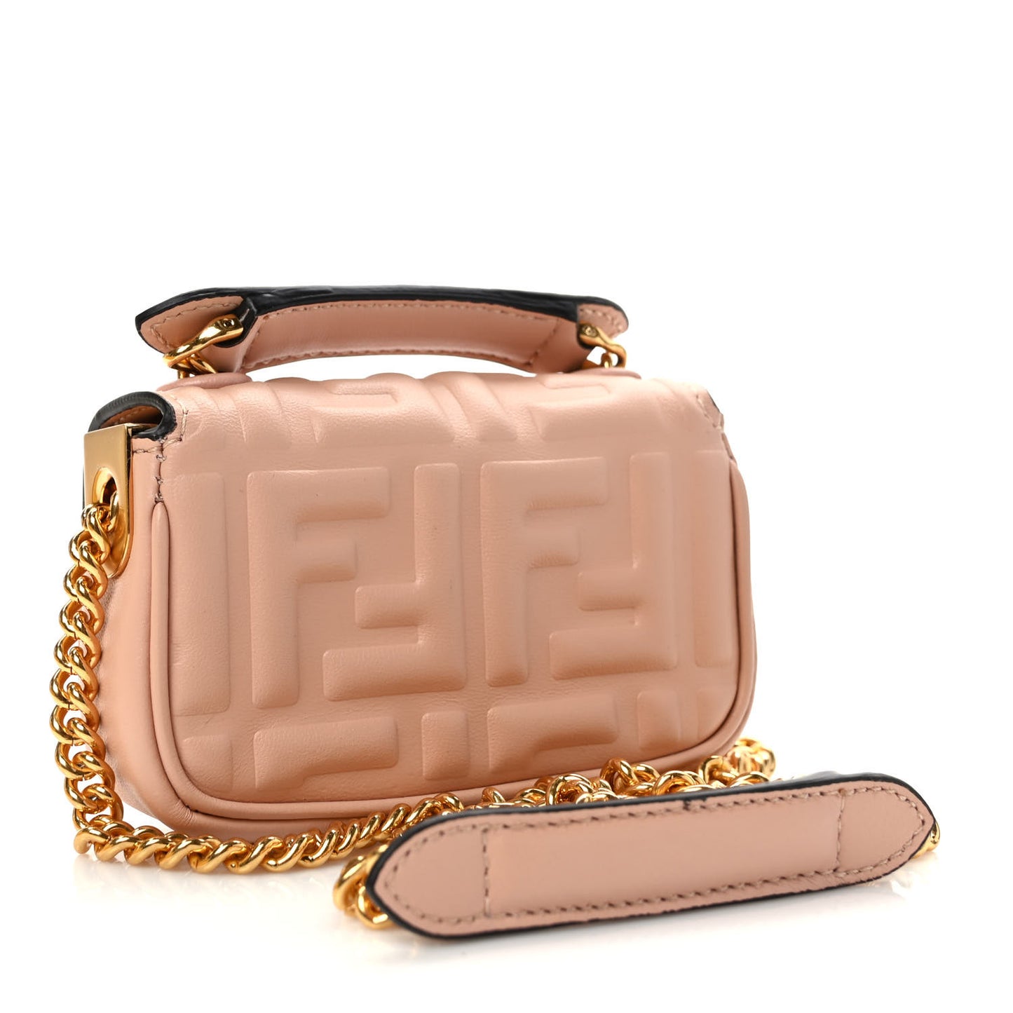 Nappa Matisse FF Embossed Nano Chain Baguette Rosa Bourbon