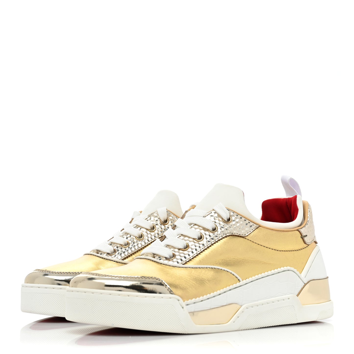 Metallic Calfskin Womens Aurelien Flat Sneakers 38 Gold White