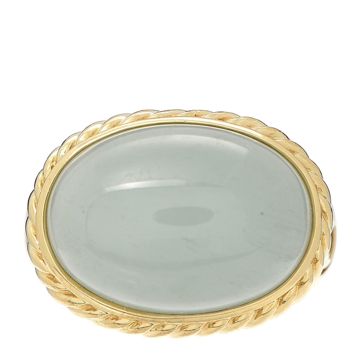 18K Yellow Gold Aquamarine 20mm Oval Signature Ring 51 5.75