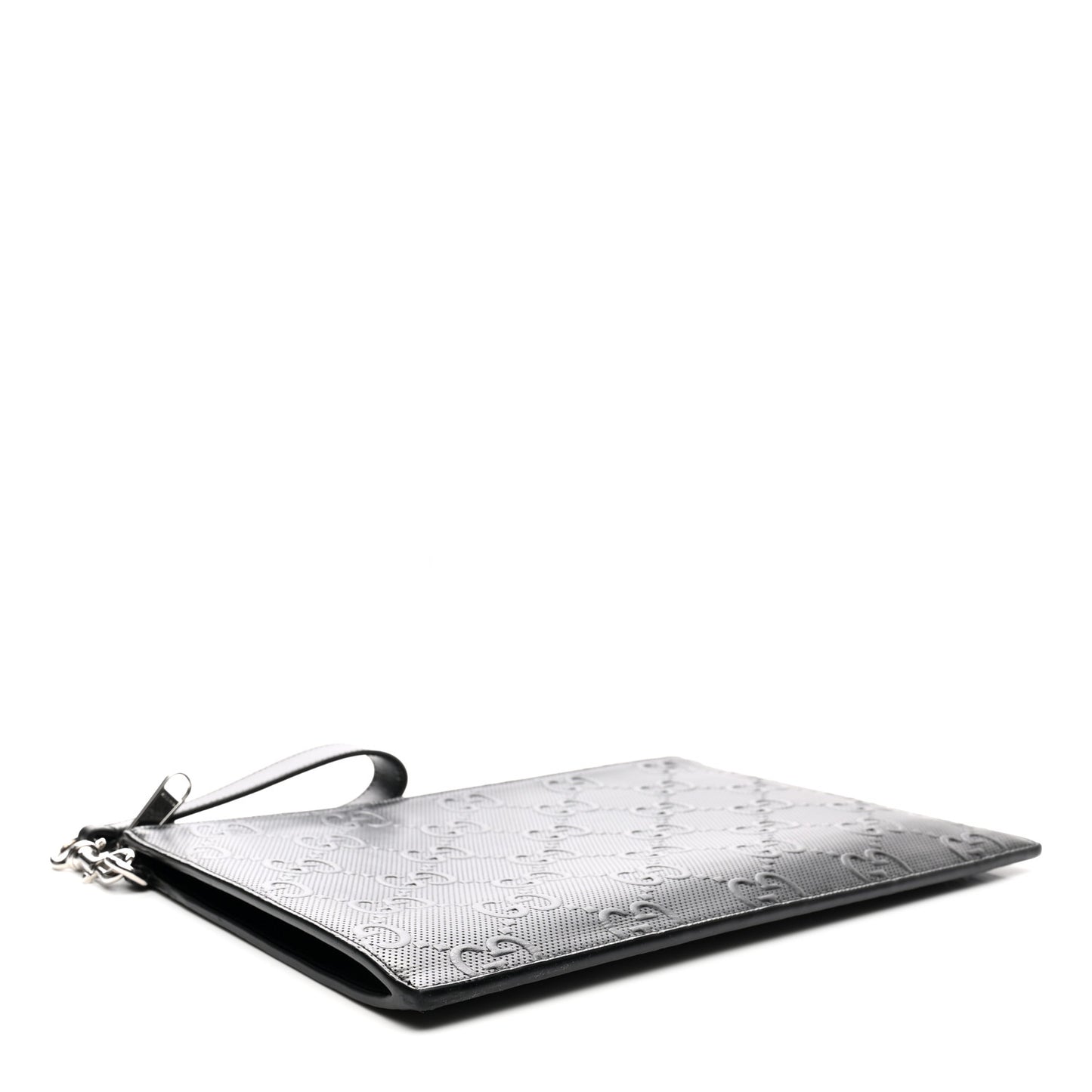 Calfskin GG Tennis Embossed Wristlet Pouch Black