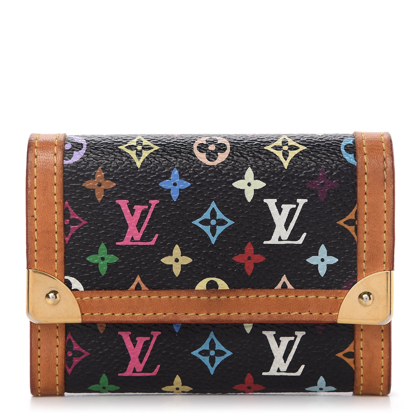 Monogram Multicolor Porte-Monnaie Plat Coin Purse Black