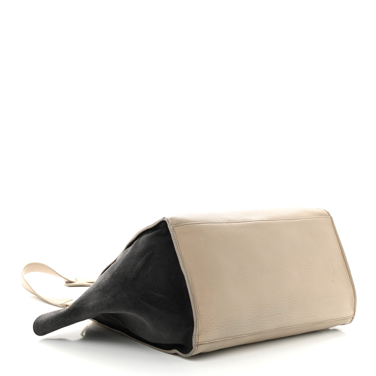 Drummed Calfskin Suede Medium Trapeze Black Taupe