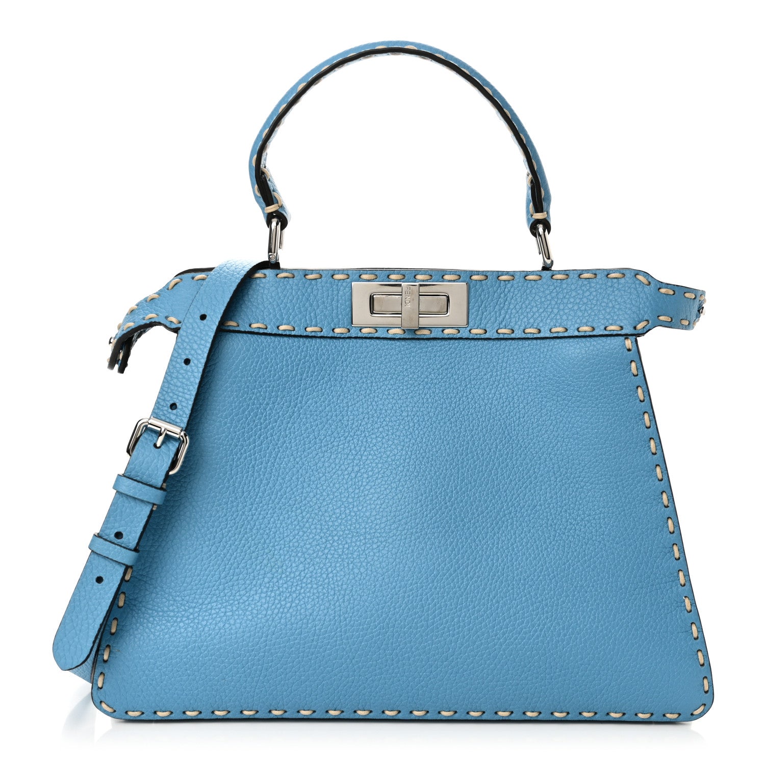 Fendi Vitello Granato Camoscio Selleria Macro Stitchings Medium