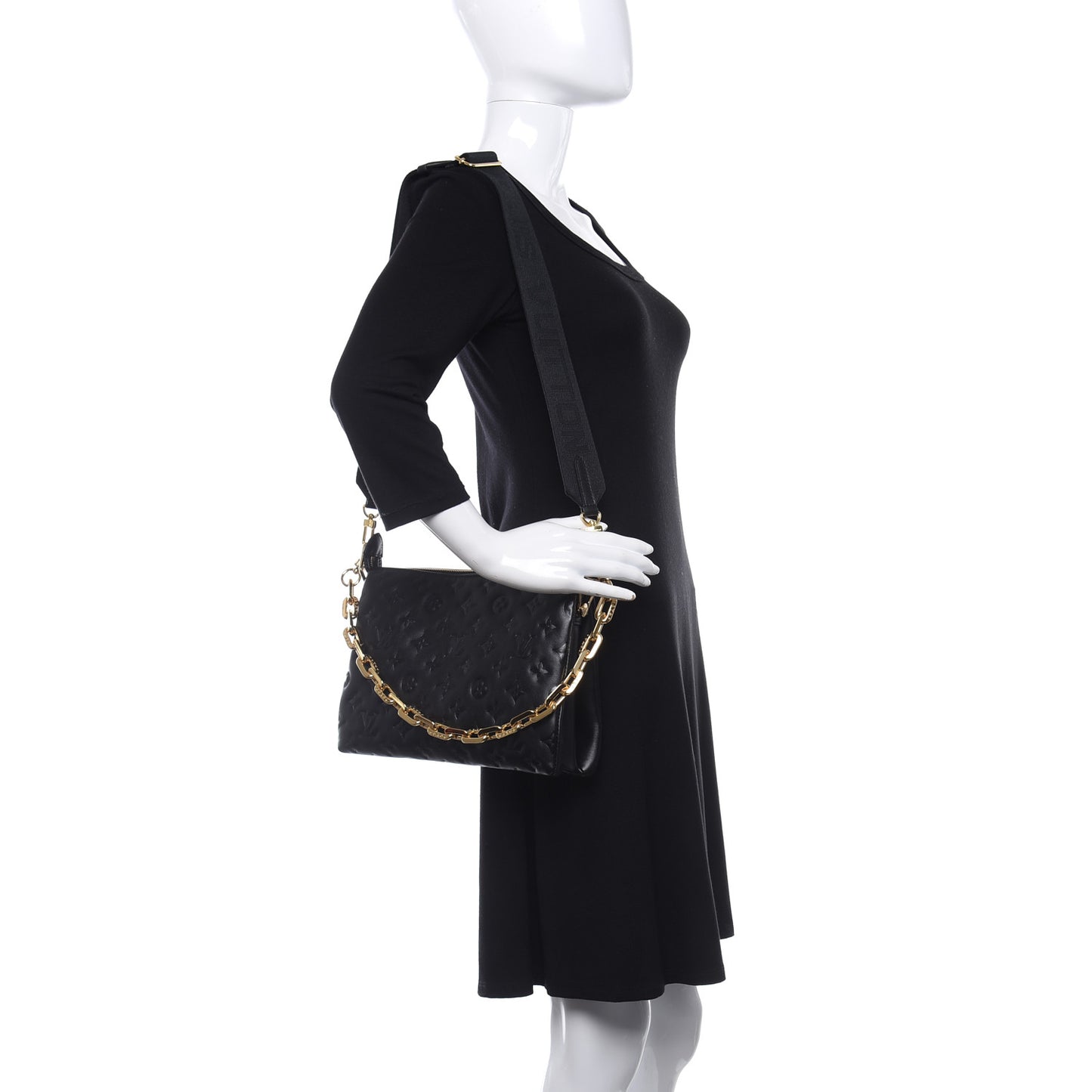 Lambskin Embossed Monogram Coussin PM Black