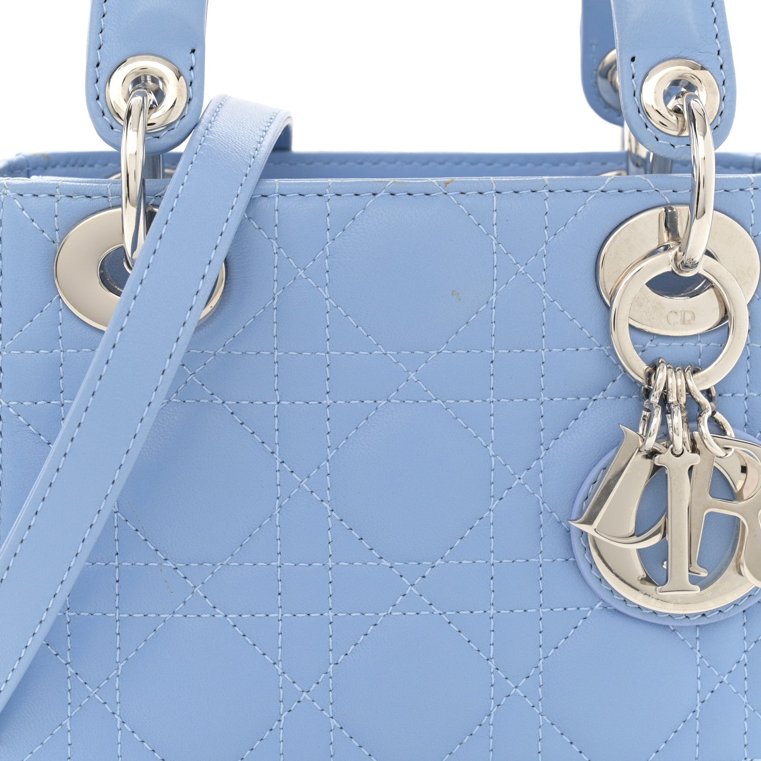 Christian Dior Lambskin Cannage Mini Lady Dior Blue 8 of 13