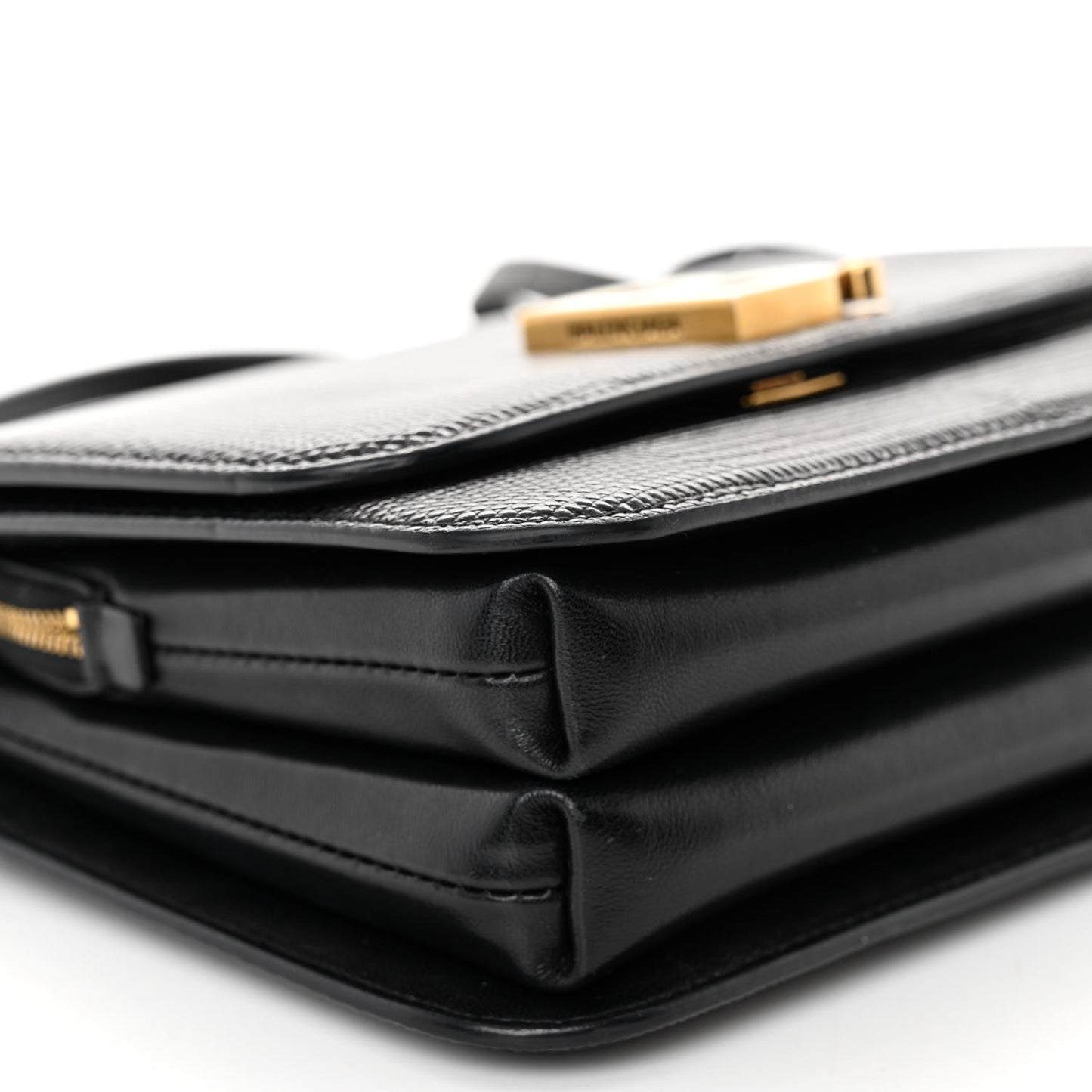 Patent Calfskin Lizard Embossed Small B Crossbody Bag Black