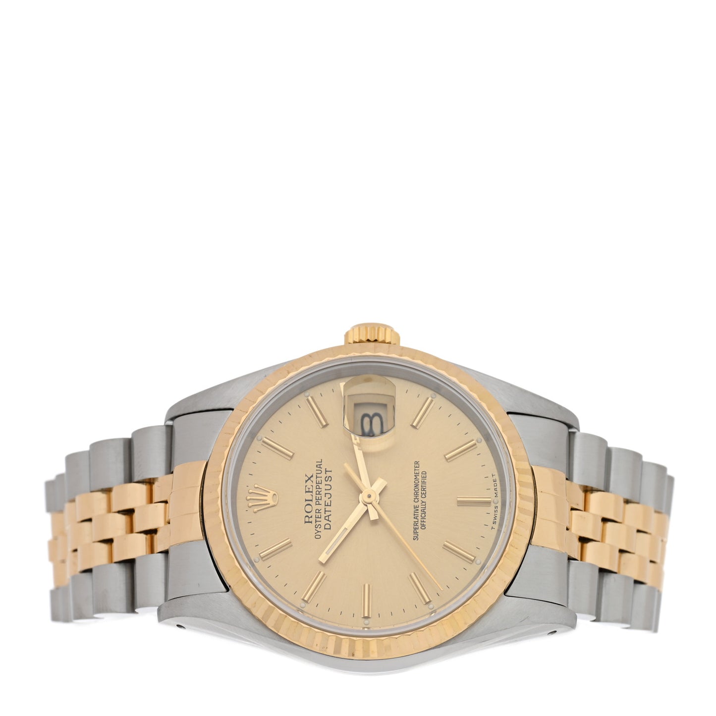 Stainless Steel 18K Yellow Gold 36mm Oyster Perpetual Datejust Watch Champagne 16233
