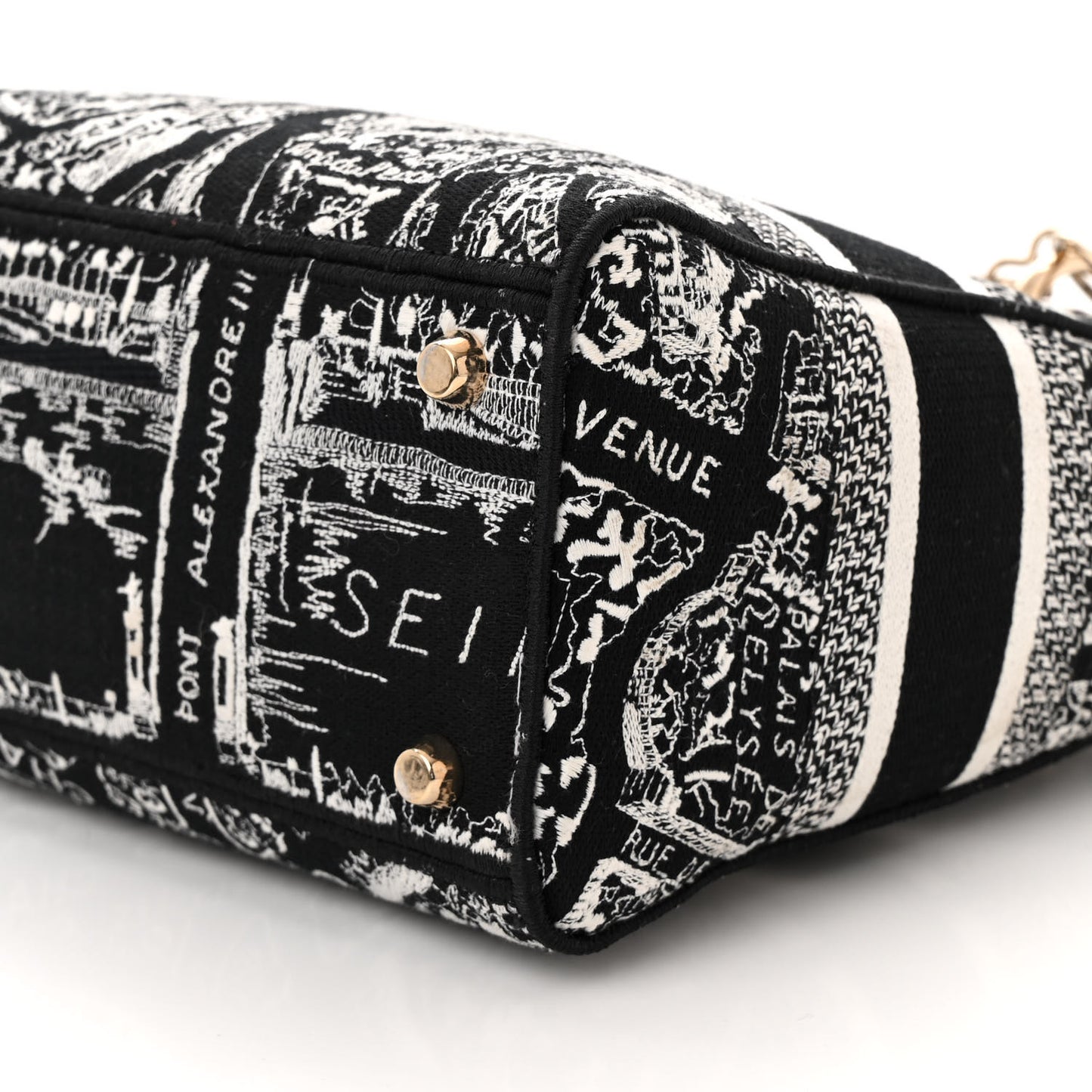 Canvas Embroidered Medium Plan de Paris Lady D-Lite Black White