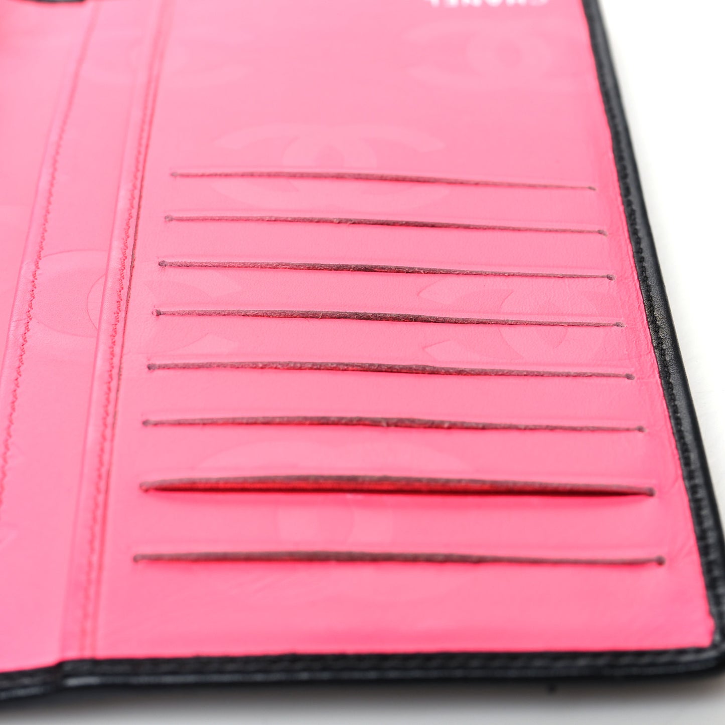Calfskin Quilted Cambon Yen Wallet Black