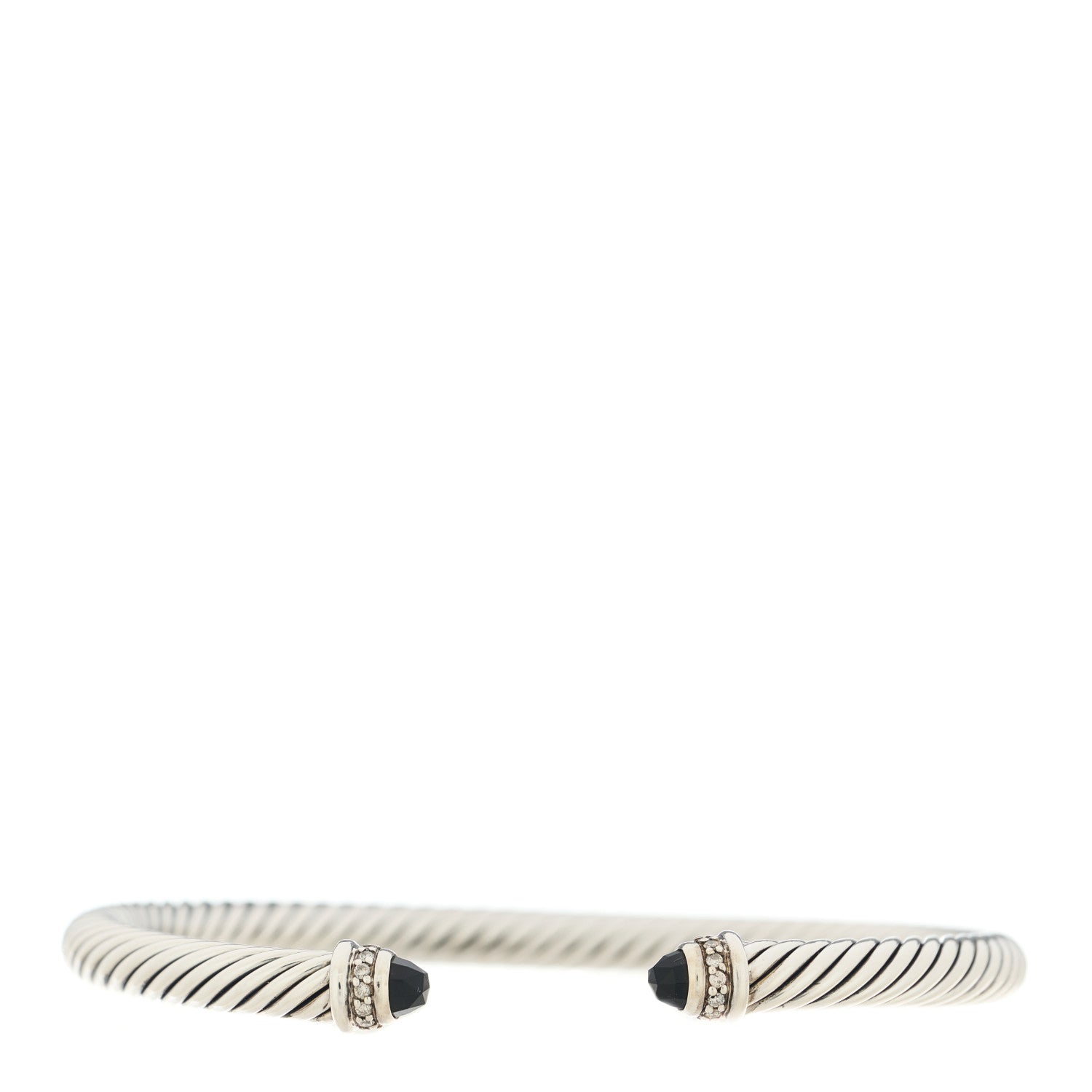 David Yurman Sterling Silver Diamond Black Onyx 5mm Cable Classics Bracelet 1 of 3
