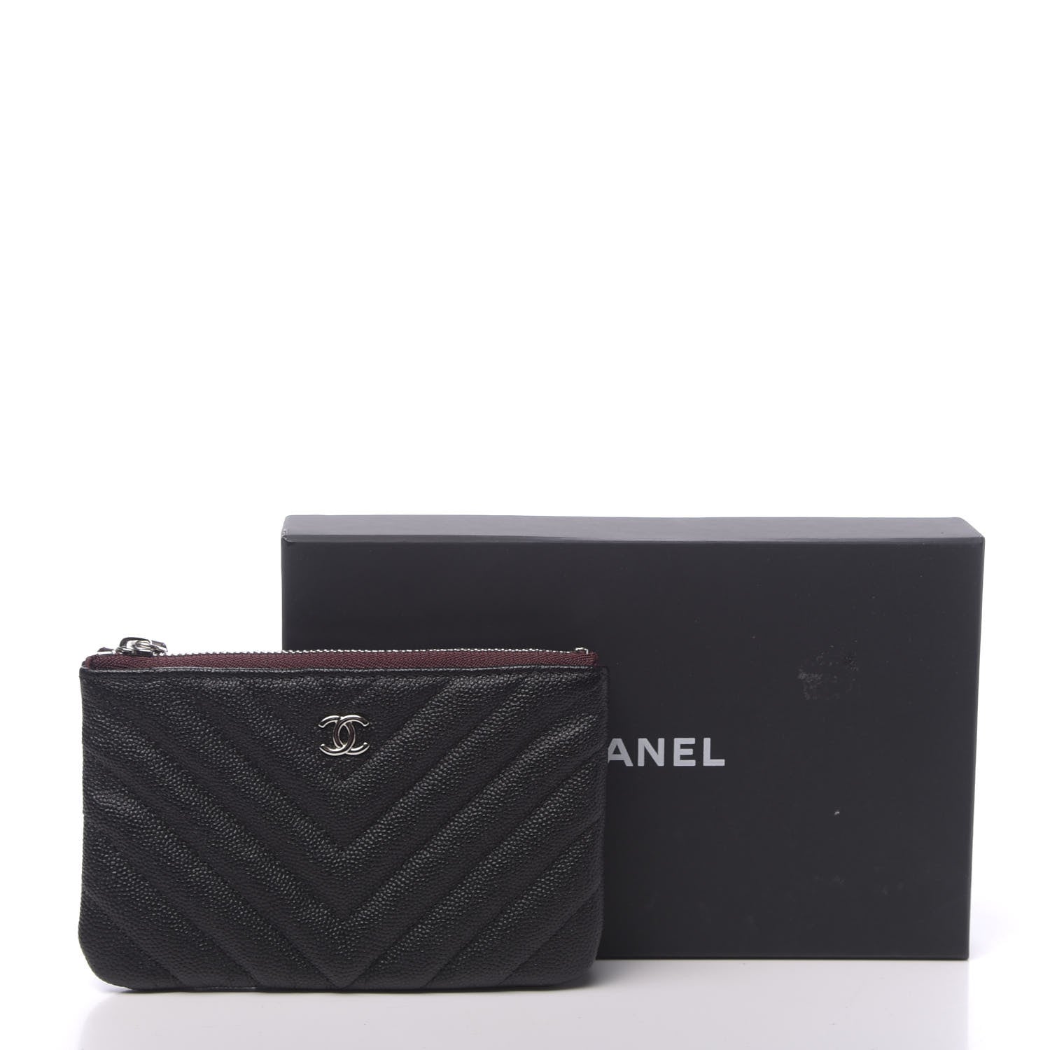 Chanel Caviar Chevron Quilted Small Cosmetic Case Black 8 of 8