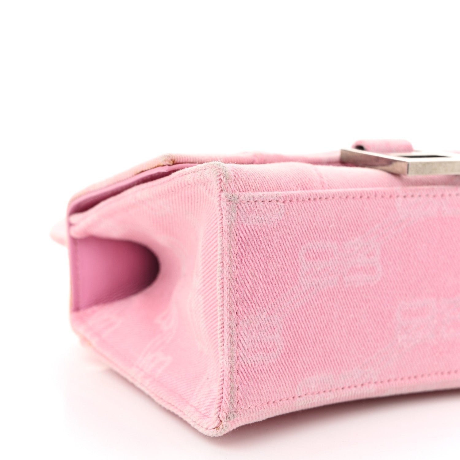 Balenciaga Washed Denim BB Monogram Hourglass Top Handle Bag XS Pink 10 of 13