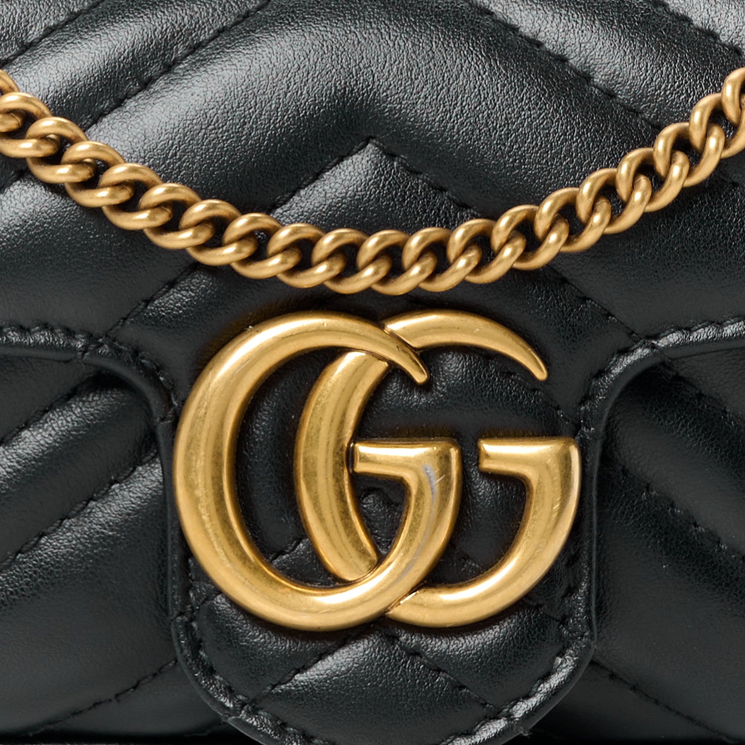 Gucci Calfskin Matelasse Super Mini GG Marmont Shoulder Bag Black 8 of 10