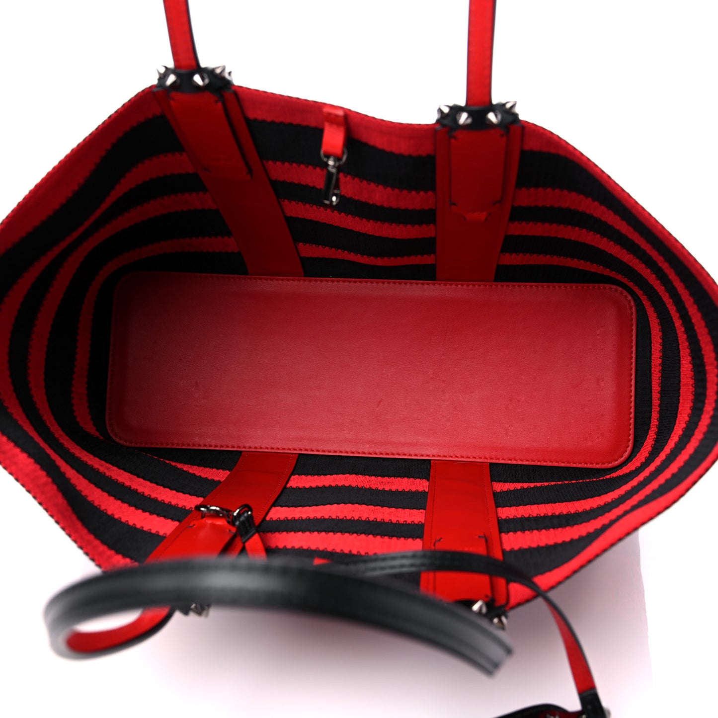 Canvas Spikes East West Cabata Tote Red Black