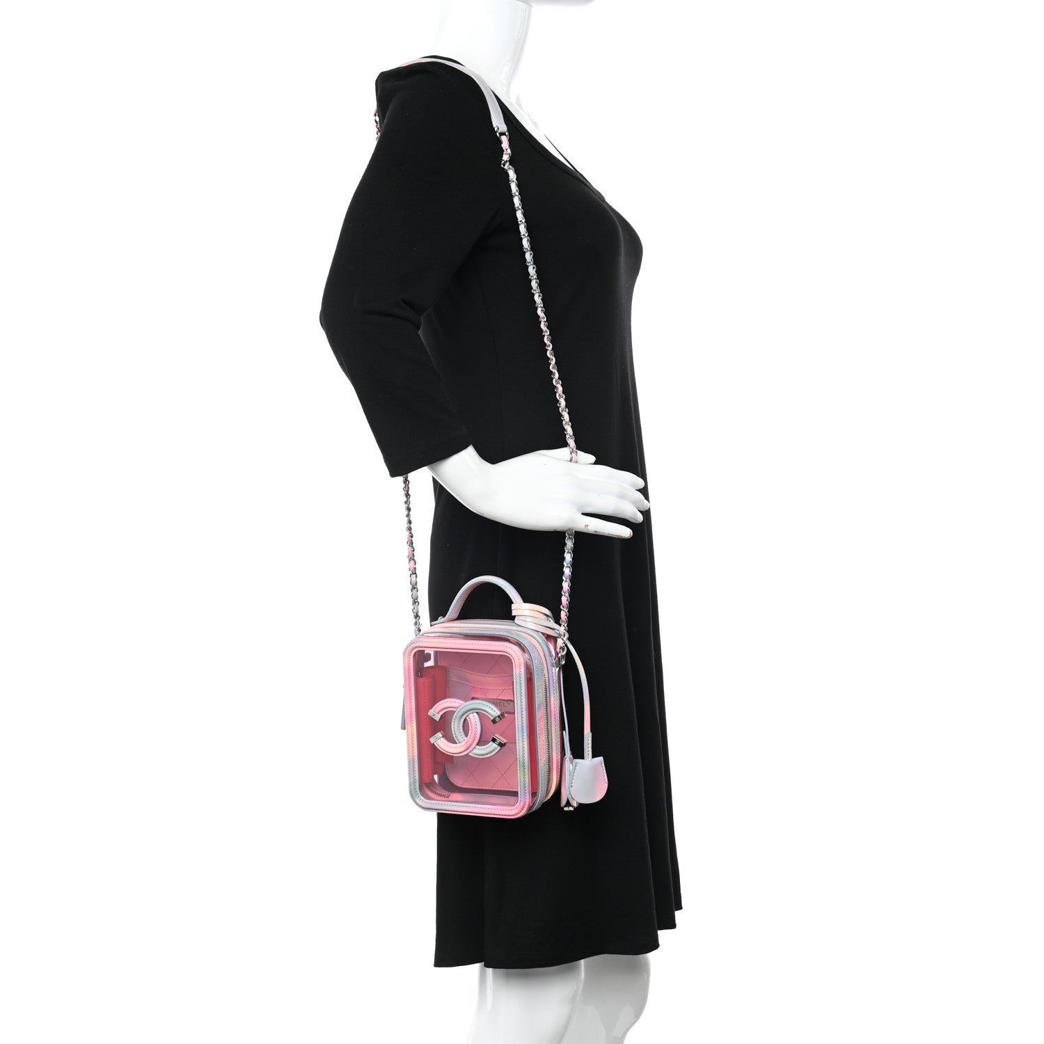Chanel PVC Patent Calfskin Patent Lambskin Vertical Vanity Case Pink 2 of 10