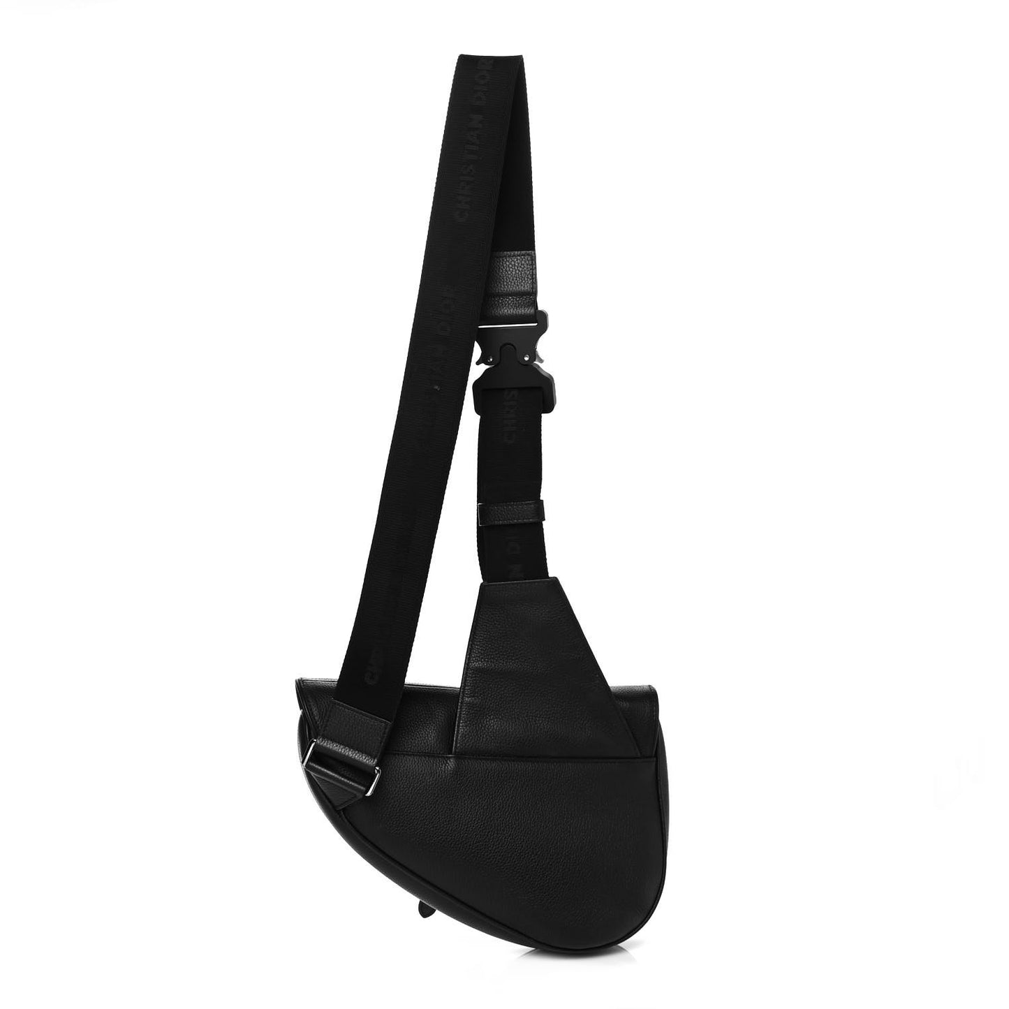 X SHAWN STUSSY Grained Calfskin Saddle Bag Black