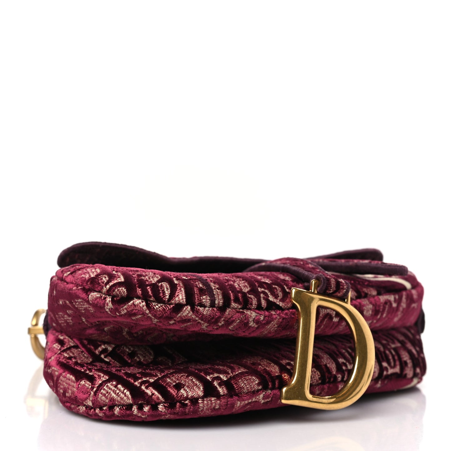 Velvet Oblique Saddle Bag Burgundy