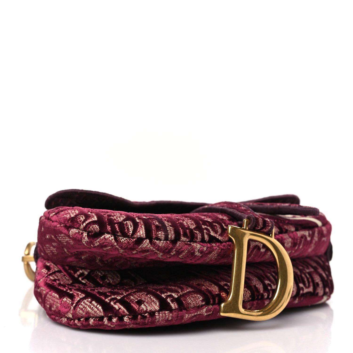 Christian Dior Velvet Oblique Saddle Bag Burgundy 4 of 8