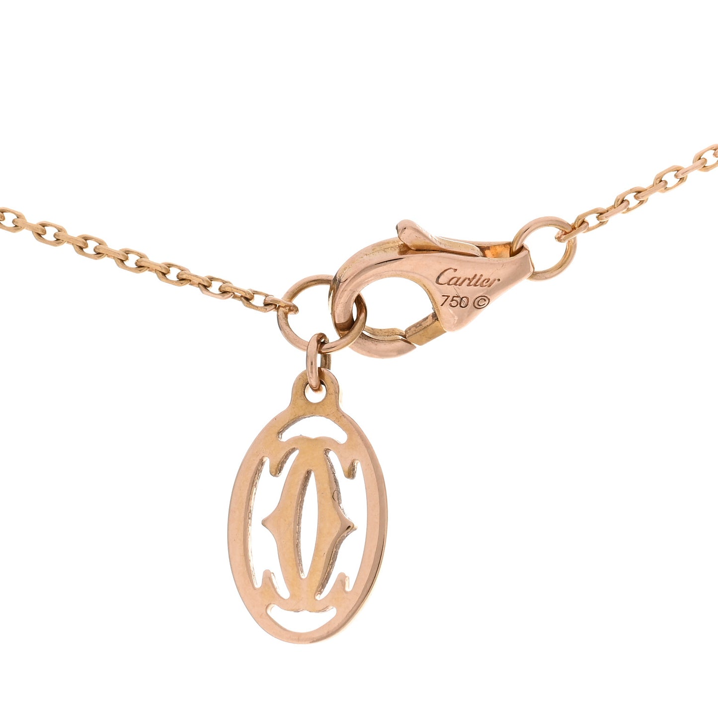 18K Pink Gold Diamond Symbols Cross Pendant Necklace