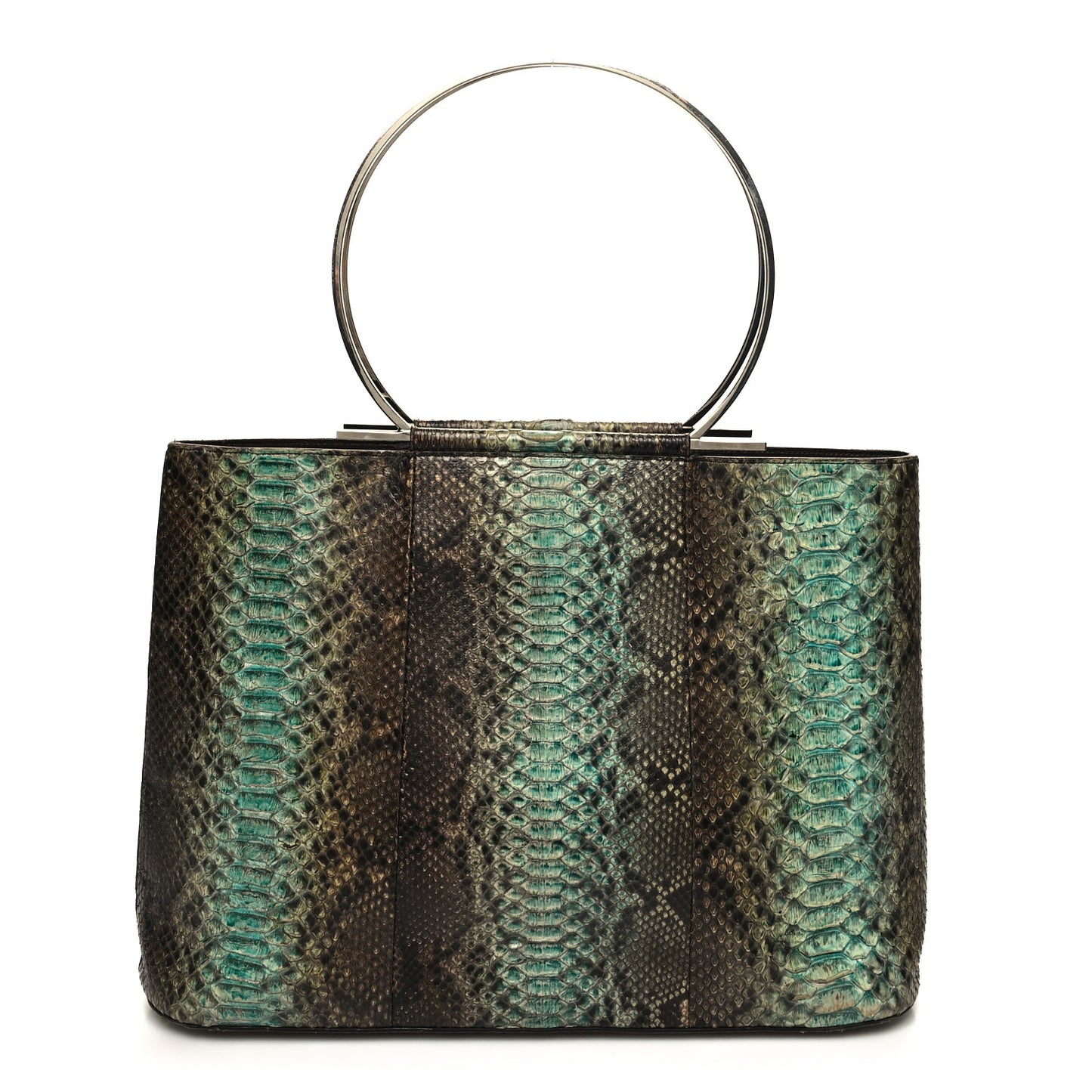 Snakeskin Degrade Gancio Top Handle Tote Blue Multicolor
