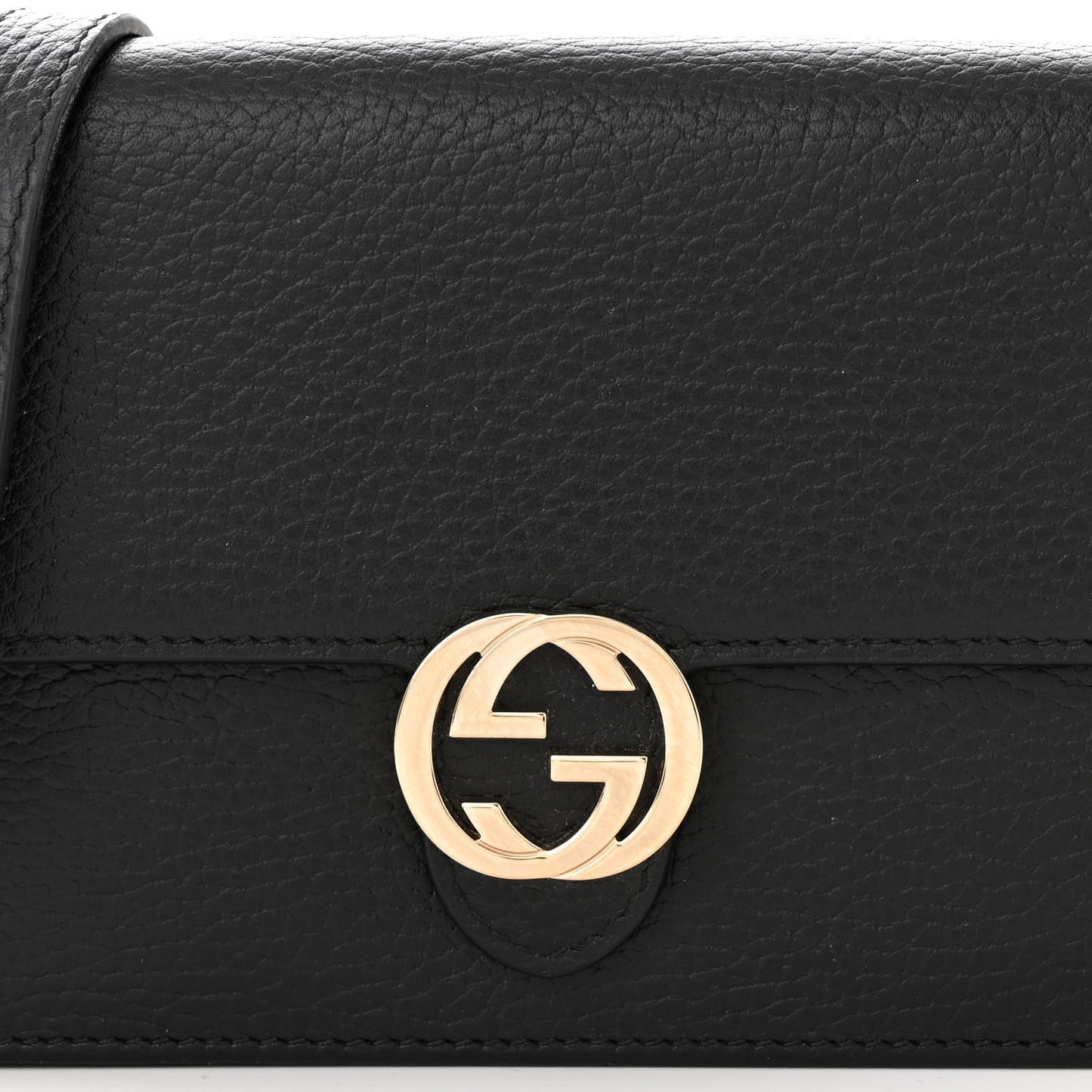 Dollar Calfskin Interlocking G Chain Wallet Black