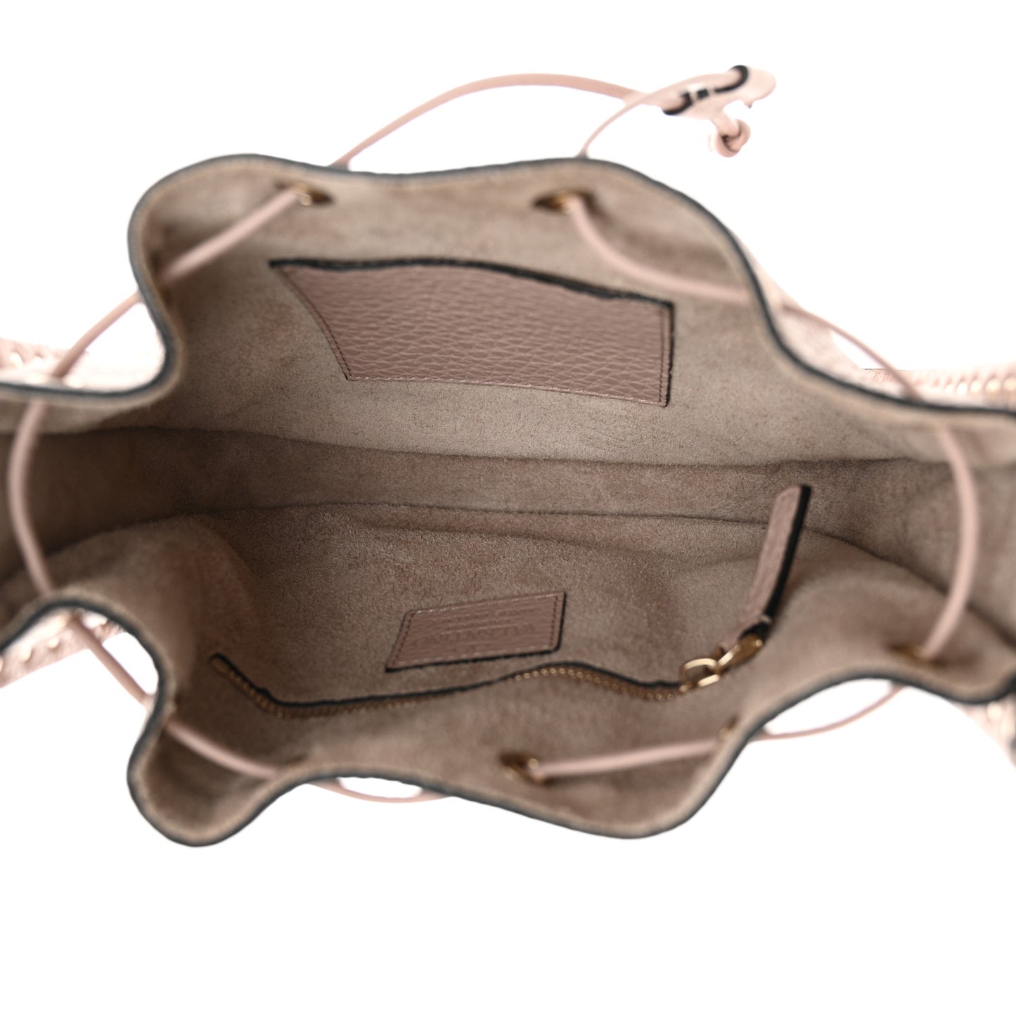 Grained Calfskin Rockstud Bucket Bag Poudre