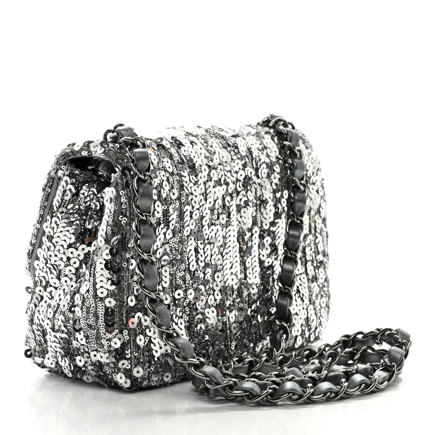 Chanel Sequin Mini Square Flap Silver 3 of 12