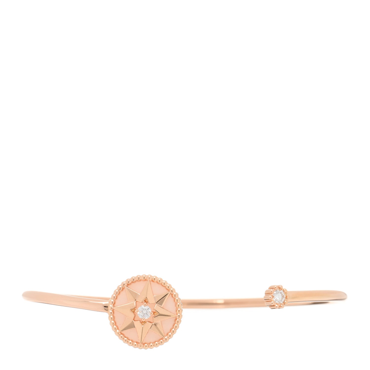 Christian Dior 18K Rose Gold Diamond Pink Opal Rose Des Vents Cuff