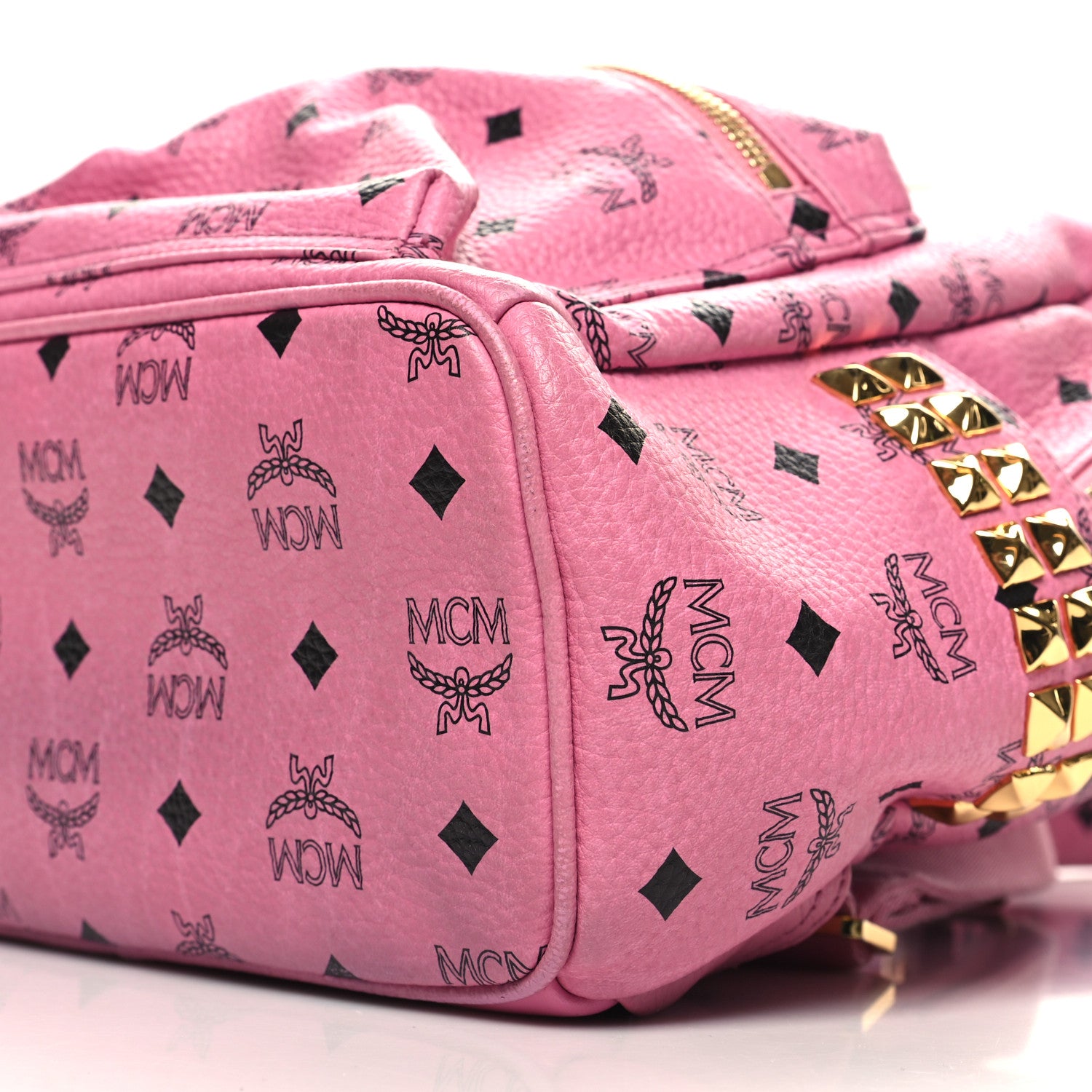 MCM Visetos Small Side Stud Stark Backpack Pink 9 of 10