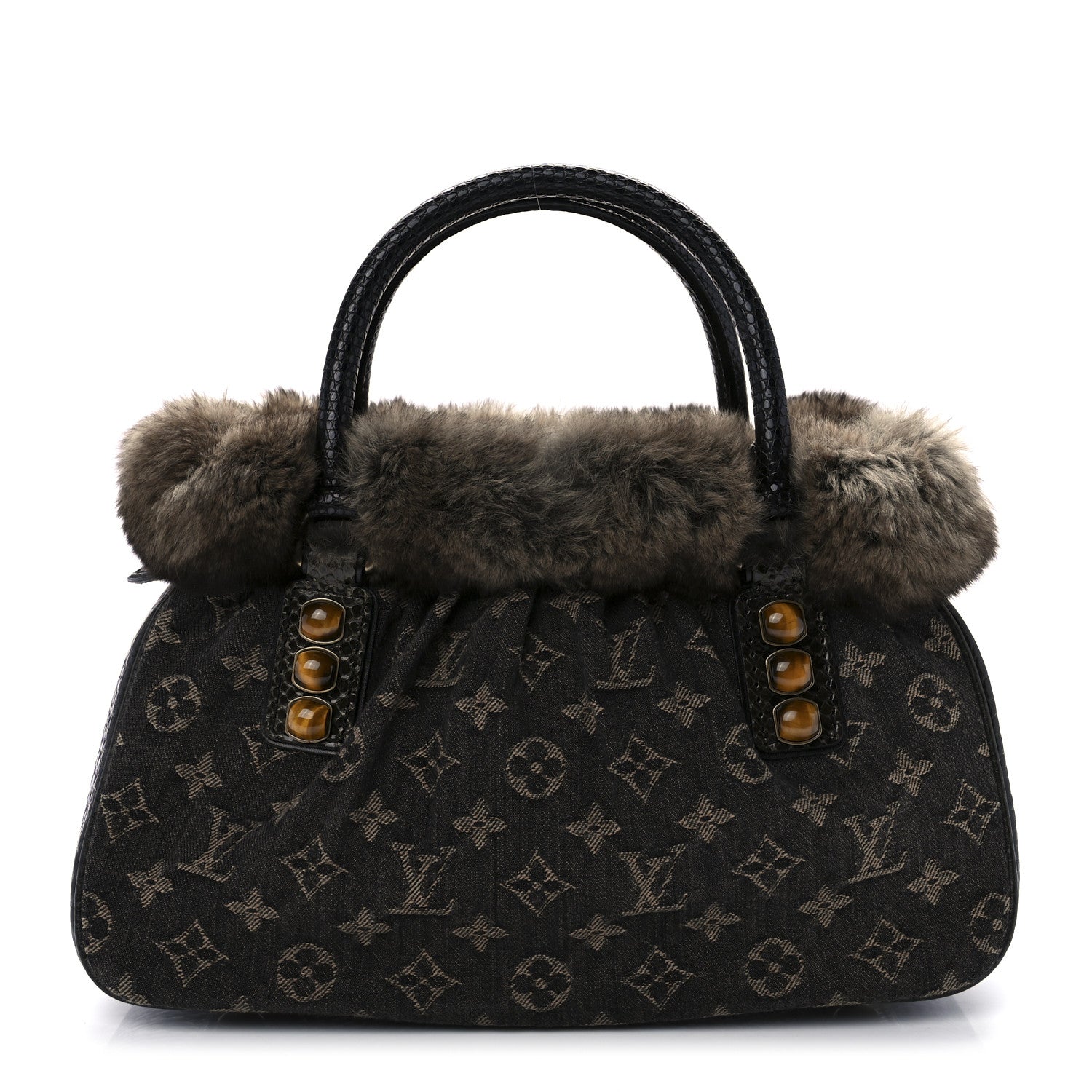 Louis Vuitton Monogram Denim Chinchilla Lizard Trapeze PM 1208863