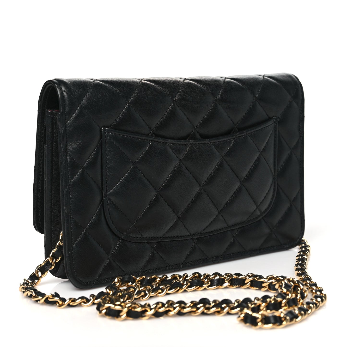 Lambskin Quilted Wallet On Chain WOC Black