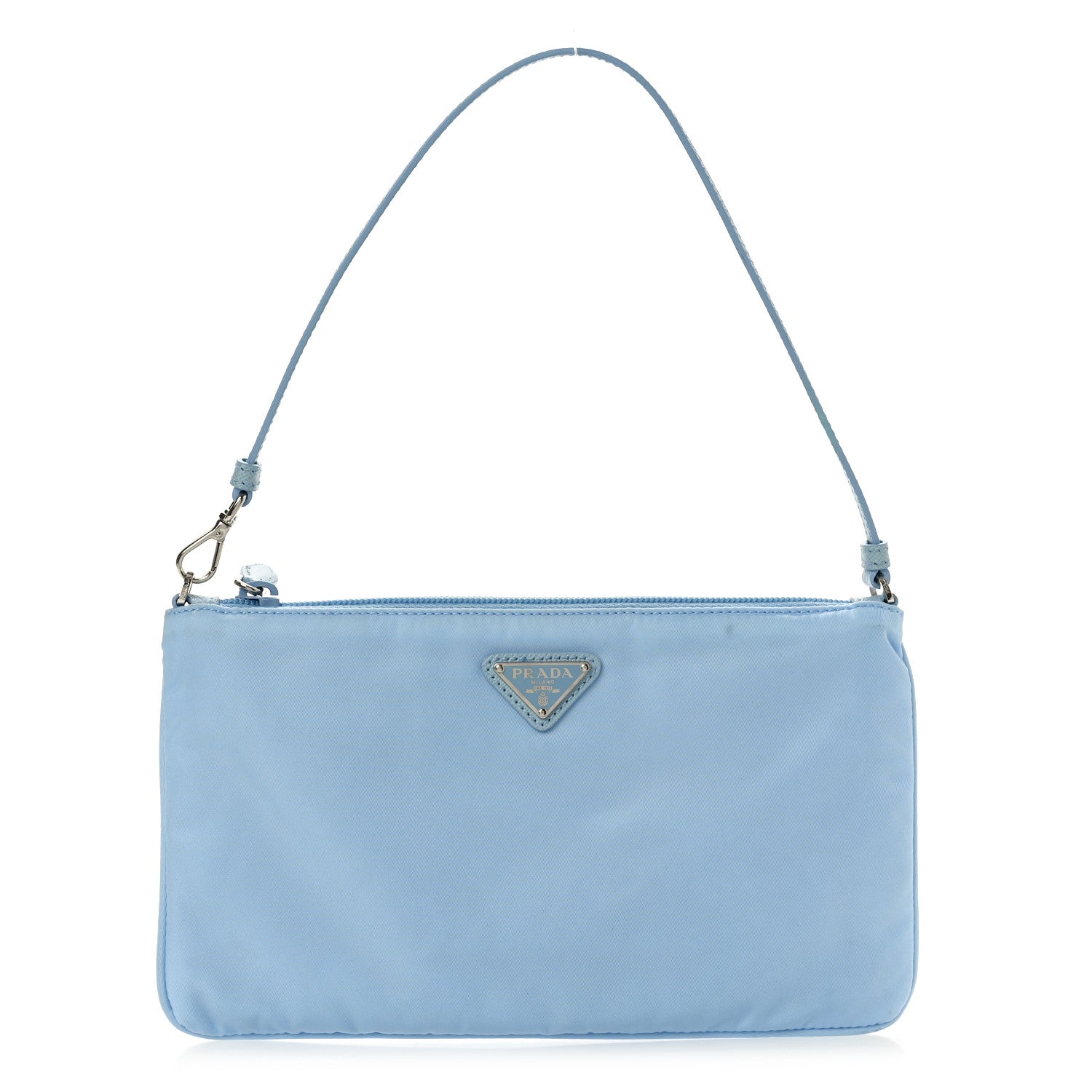 Prada Re-Nylon Vela Saffiano Mini Pochette Bag Celeste 1562773