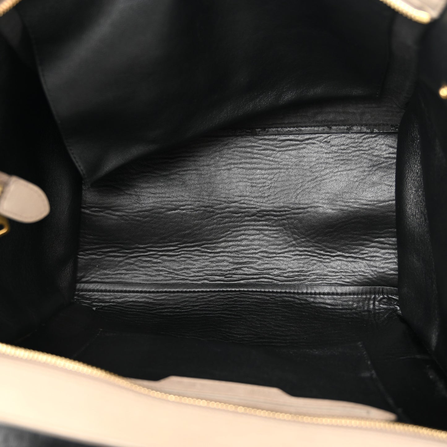 Drummed Calfskin Suede Medium Trapeze Black Taupe
